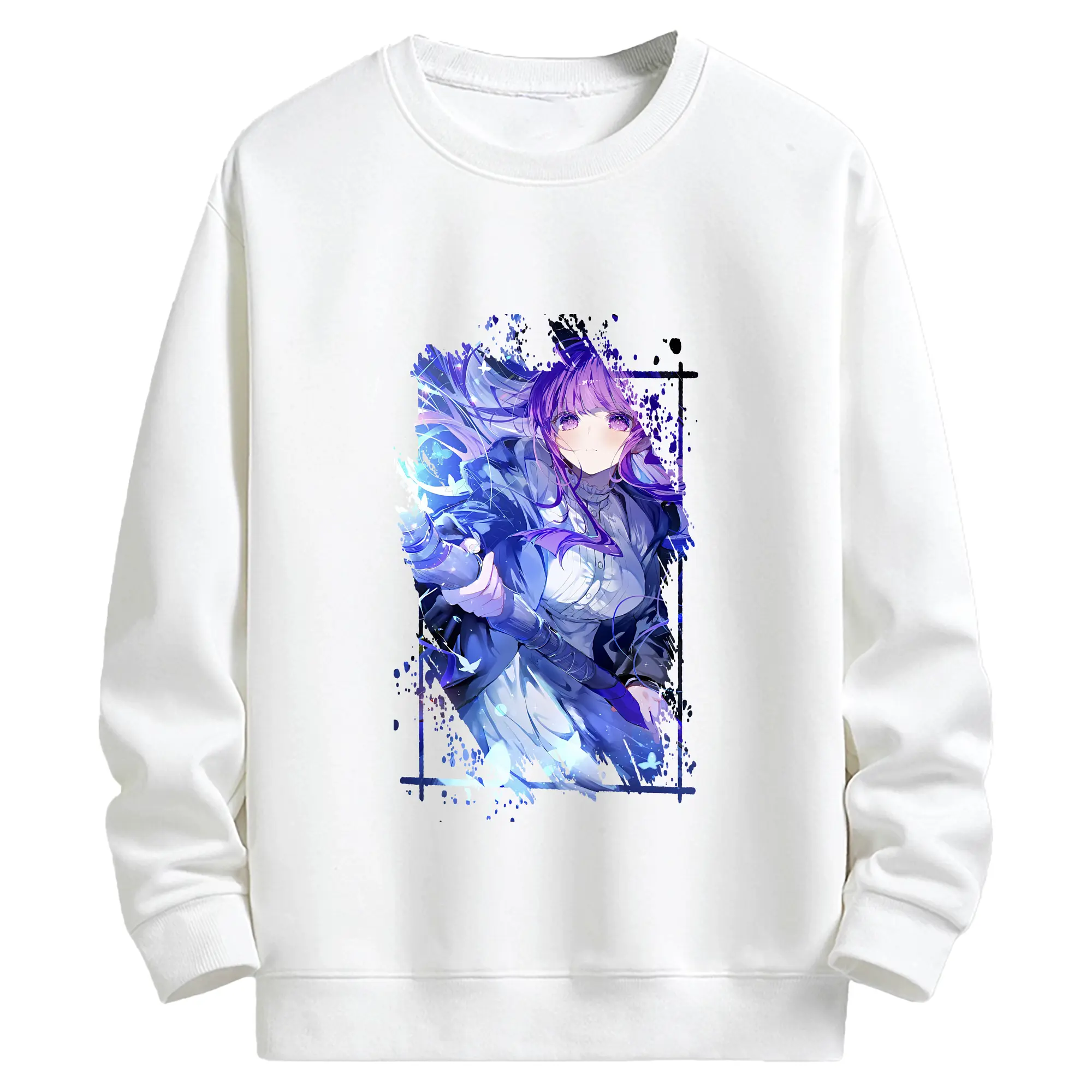 葬送のフリーレン（Frieren） グッズ,フェルン（Fern） - 高品質 クルーネック スウェット ・ コットン59％ ポリエステル41％ ・ ユニセックス 長袖 トレーナー ・ カジュアル デイリー スポーツ 散歩用