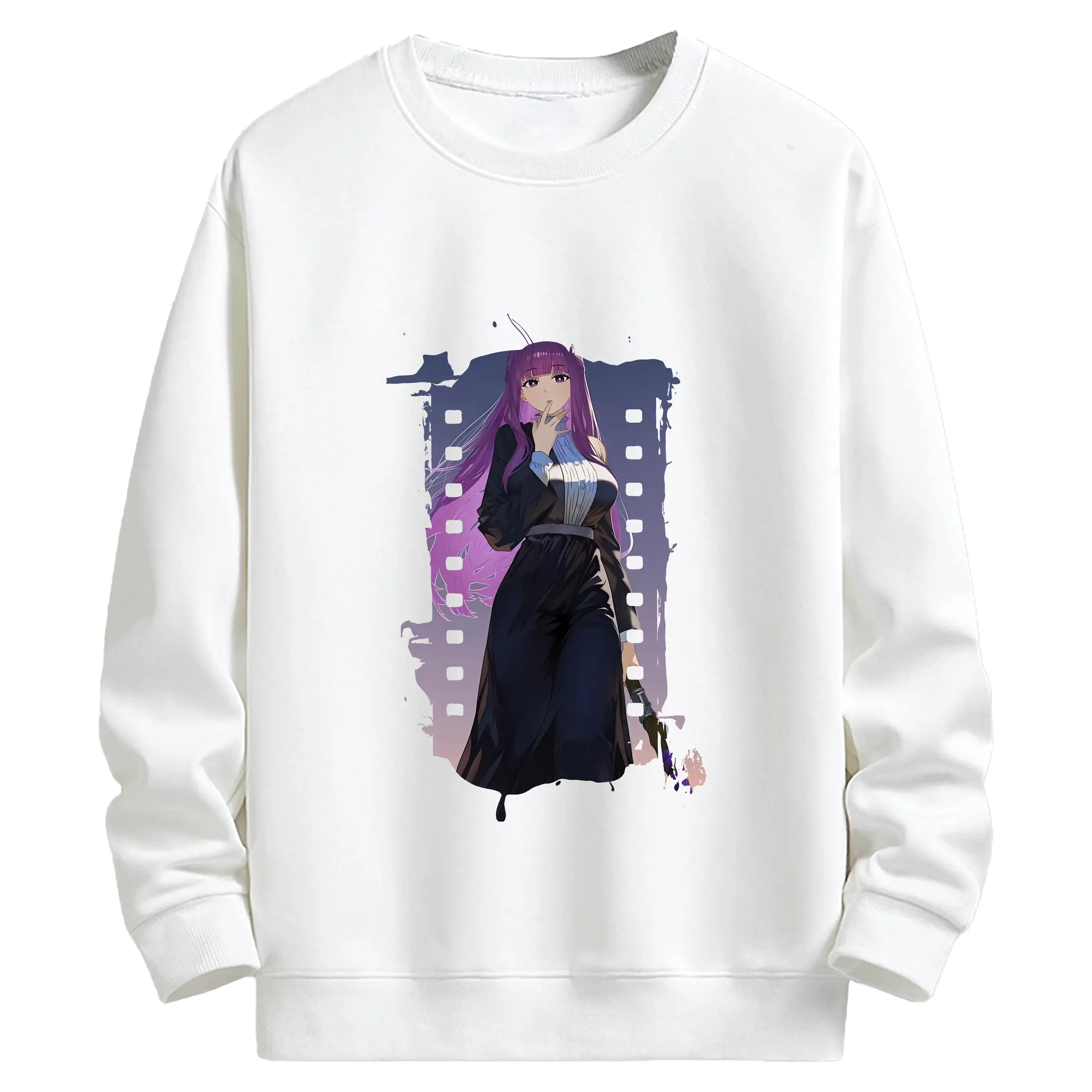 葬送のフリーレン（Frieren） グッズ,フェルン（Fern） - 高品質 クルーネック スウェット ・ コットン59％ ポリエステル41％ ・ ユニセックス 長袖 トレーナー ・ カジュアル デイリー スポーツ 散歩用