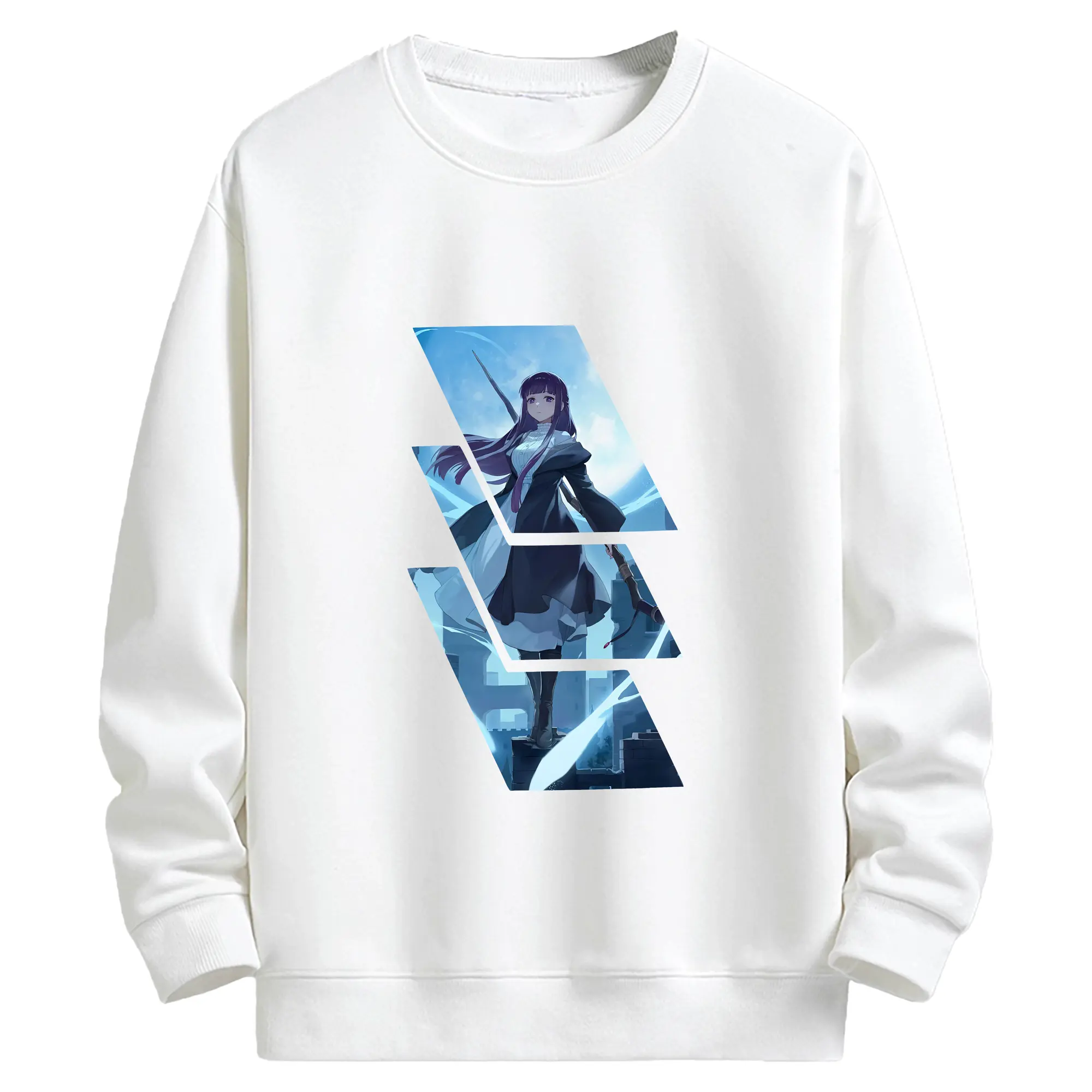 葬送のフリーレン（Frieren） グッズ,フェルン（Fern） - 高品質 クルーネック スウェット ・ コットン59％ ポリエステル41％ ・ ユニセックス 長袖 トレーナー ・ カジュアル デイリー スポーツ 散歩用
