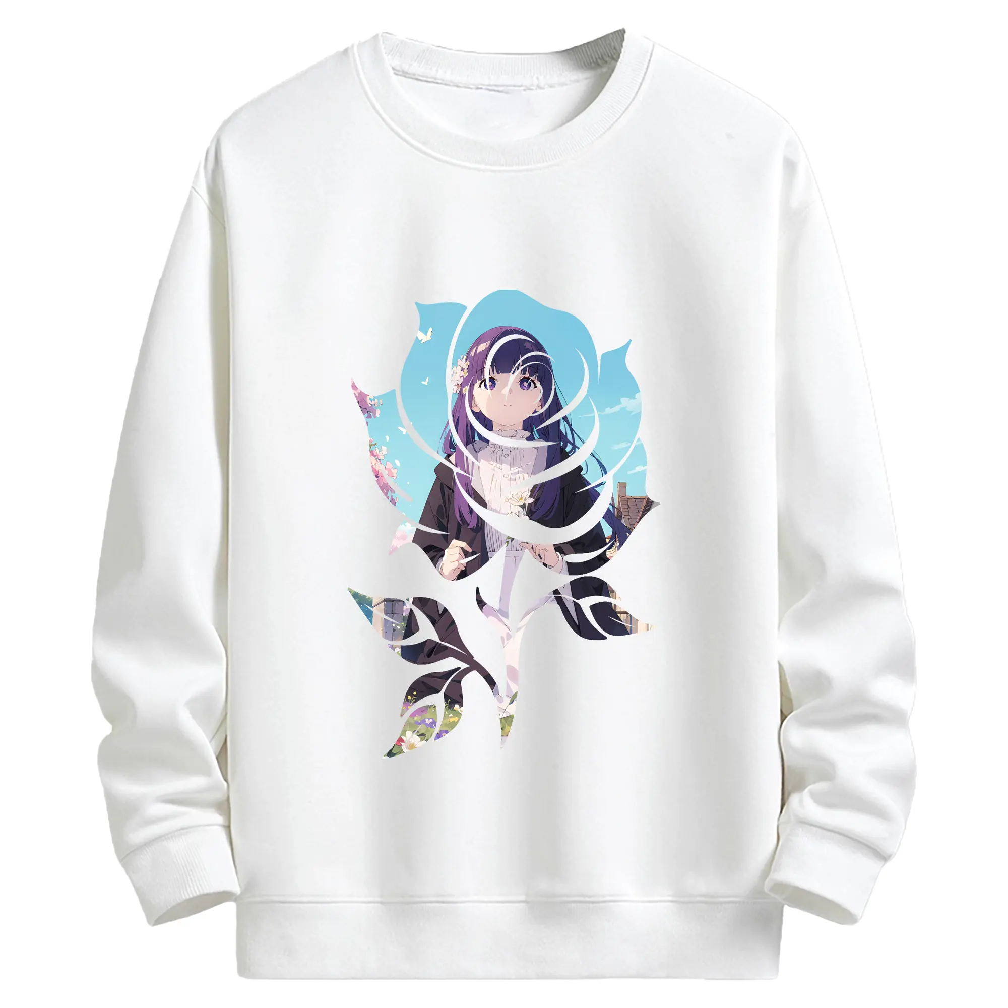 葬送のフリーレン（Frieren） グッズ,フェルン（Fern） - 高品質 クルーネック スウェット ・ コットン59％ ポリエステル41％ ・ ユニセックス 長袖 トレーナー ・ カジュアル デイリー スポーツ 散歩用