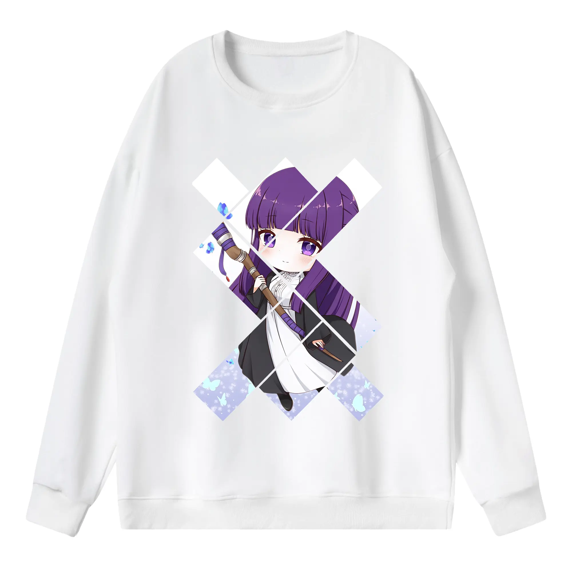 葬送のフリーレン（Frieren） グッズ,フェルン（Fern） - 薄手 クルーネック スウェット 裏毛260g · ポリエステル 春秋向け カジュアル 男女兼用 · トレーナー デイリー スポーツ 散歩に最適