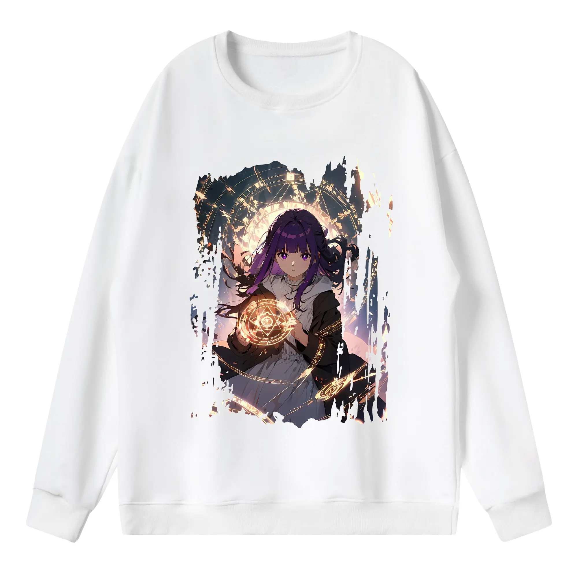 葬送のフリーレン（Frieren） グッズ,フェルン（Fern） - 薄手 クルーネック スウェット 裏毛260g · ポリエステル 春秋向け カジュアル 男女兼用 · トレーナー デイリー スポーツ 散歩に最適