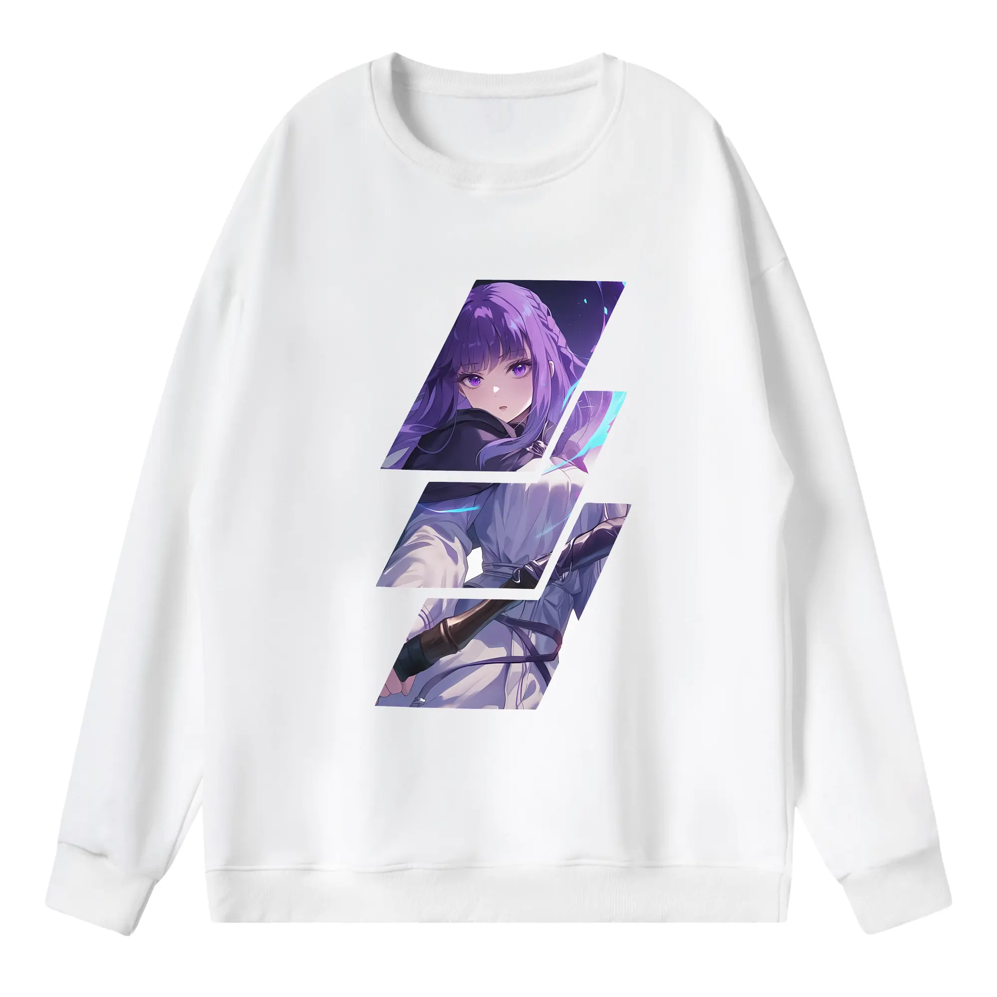 葬送のフリーレン（Frieren） グッズ,フェルン（Fern） - 薄手 クルーネック スウェット 裏毛260g · ポリエステル 春秋向け カジュアル 男女兼用 · トレーナー デイリー スポーツ 散歩に最適