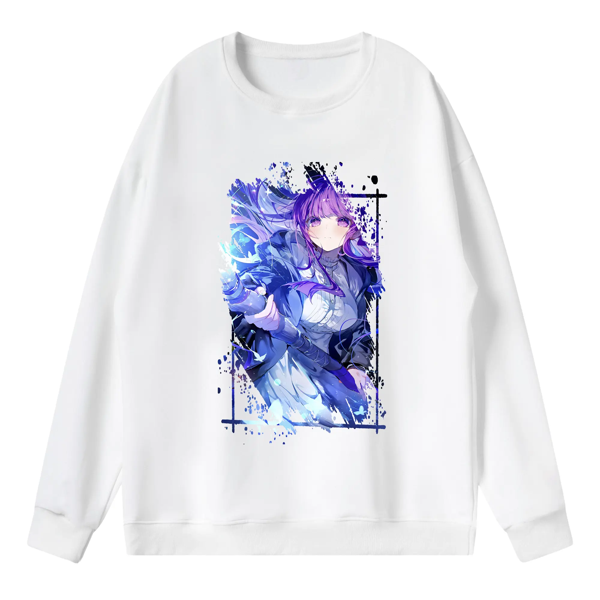 葬送のフリーレン（Frieren） グッズ,フェルン（Fern） - 薄手 クルーネック スウェット 裏毛260g · ポリエステル 春秋向け カジュアル 男女兼用 · トレーナー デイリー スポーツ 散歩に最適