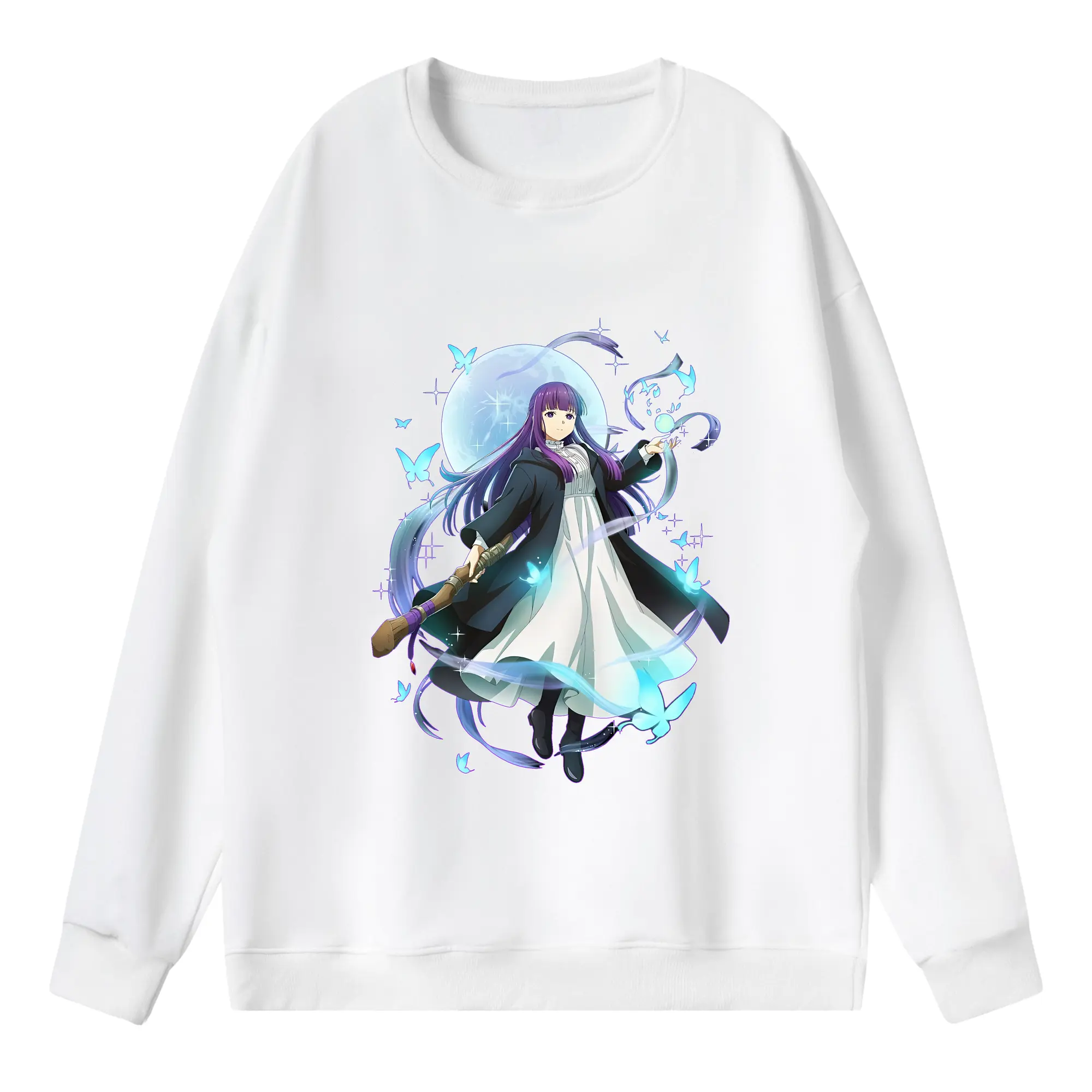 葬送のフリーレン（Frieren） グッズ,フェルン（Fern） - 薄手 クルーネック スウェット 裏毛260g · ポリエステル 春秋向け カジュアル 男女兼用 · トレーナー デイリー スポーツ 散歩に最適