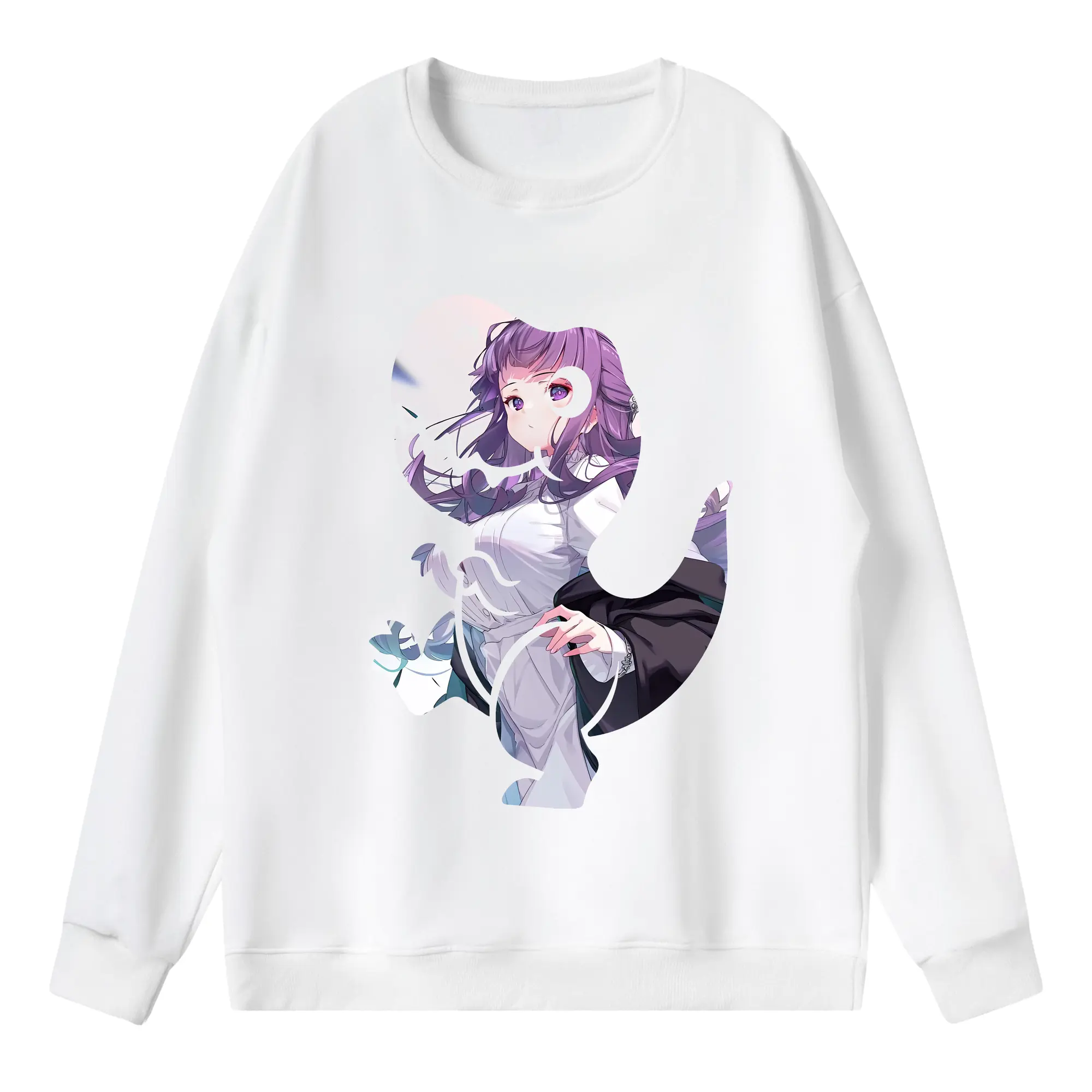 葬送のフリーレン（Frieren） グッズ,フェルン（Fern） - 薄手 クルーネック スウェット 裏毛260g · ポリエステル 春秋向け カジュアル 男女兼用 · トレーナー デイリー スポーツ 散歩に最適