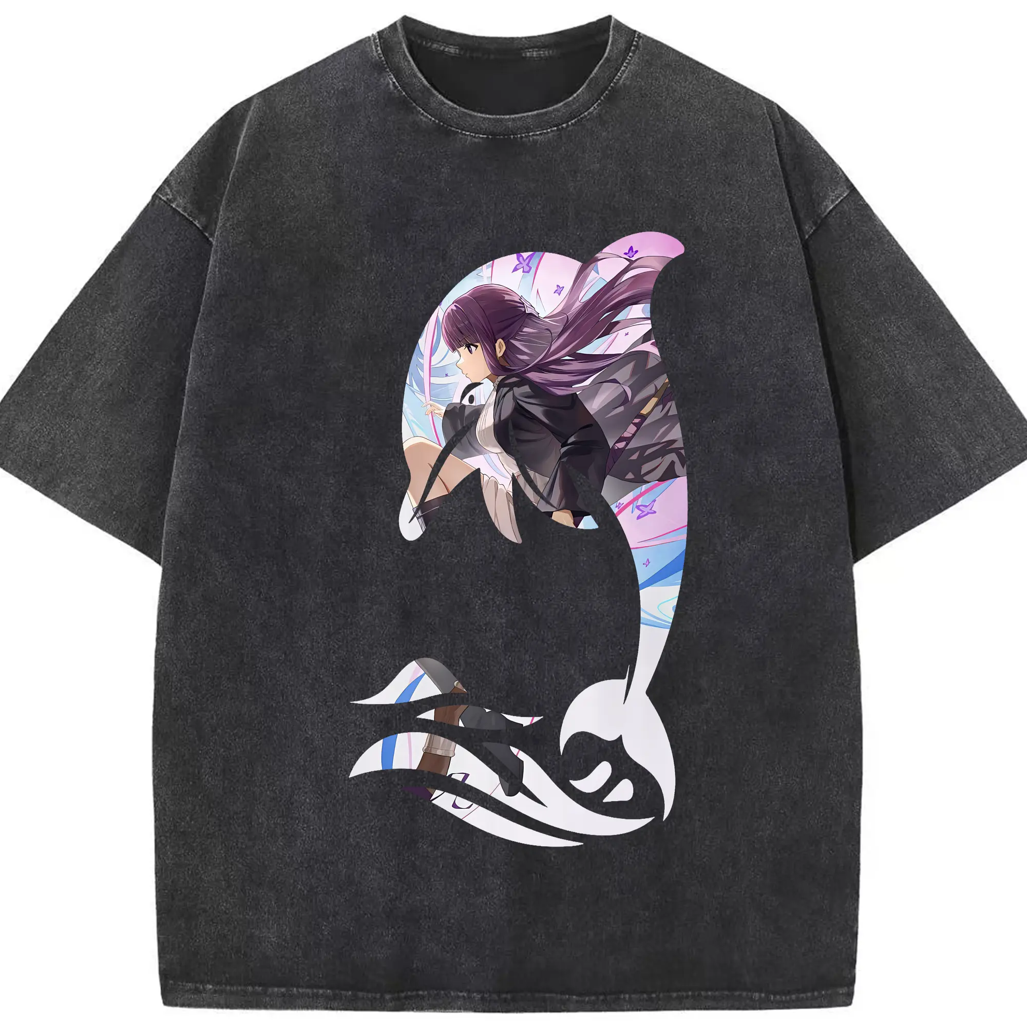 葬送のフリーレン（Frieren） グッズ,フェルン（Fern） - 綿100％ ヴィンテージ風 半袖Tシャツ ・ フロントプリント ・ 柔らか肌触り ・ 通気性 快適 ・ スポーツ カジュアル 外出用