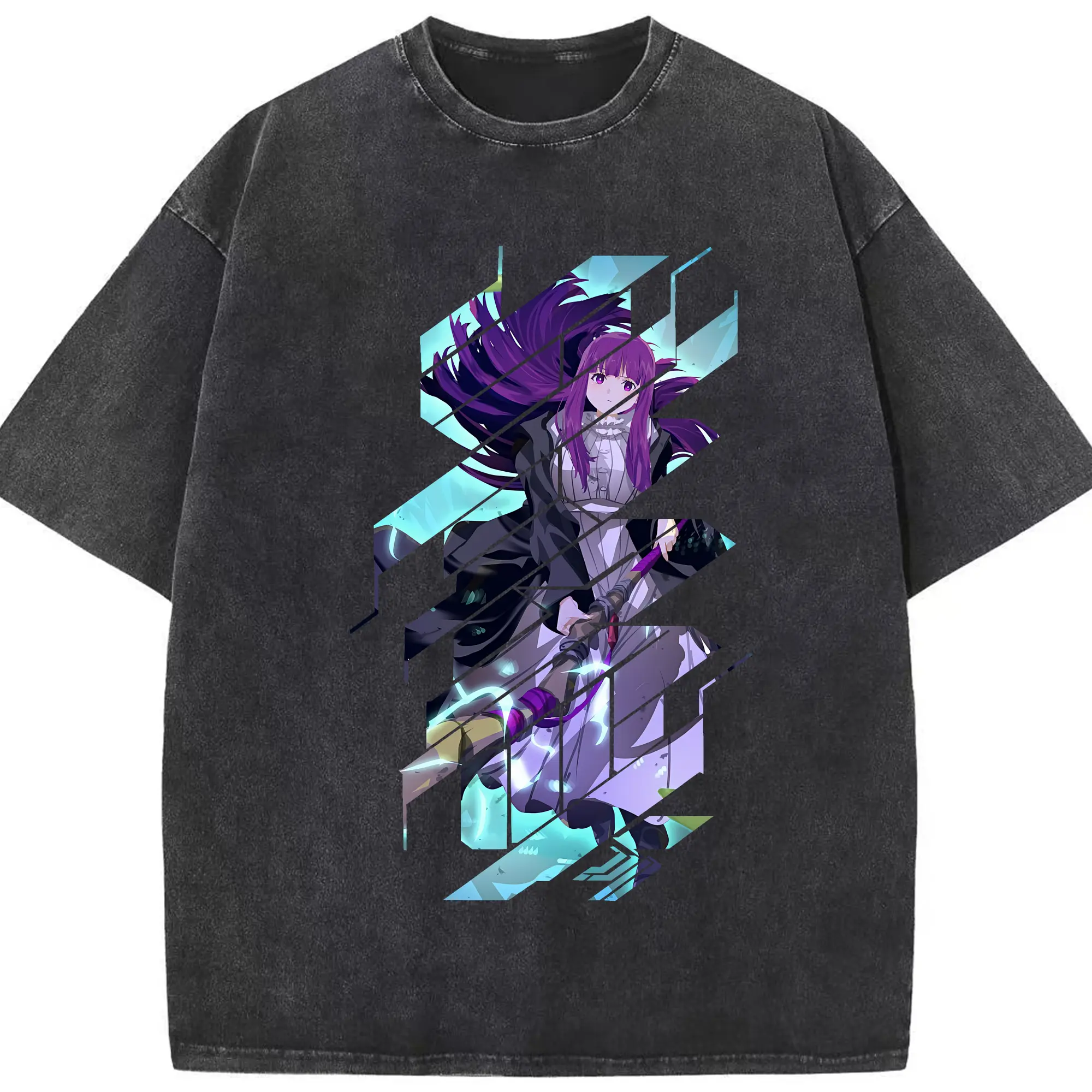 葬送のフリーレン（Frieren） グッズ,フェルン（Fern） - 綿100％ ヴィンテージ風 半袖Tシャツ ・ フロントプリント ・ 柔らか肌触り ・ 通気性 快適 ・ スポーツ カジュアル 外出用