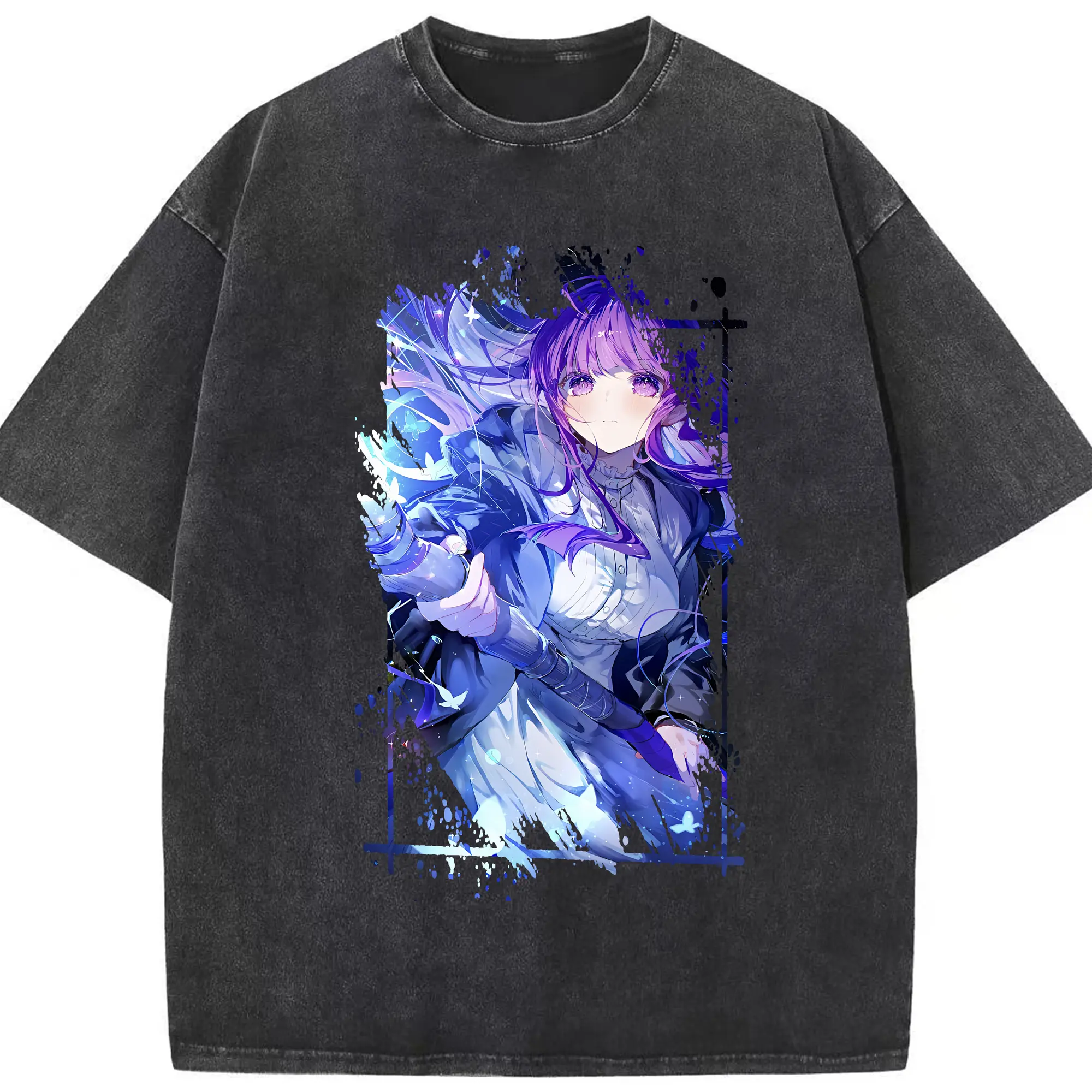 葬送のフリーレン（Frieren） グッズ,フェルン（Fern） - 綿100％ ヴィンテージ風 半袖Tシャツ ・ フロントプリント ・ 柔らか肌触り ・ 通気性 快適 ・ スポーツ カジュアル 外出用
