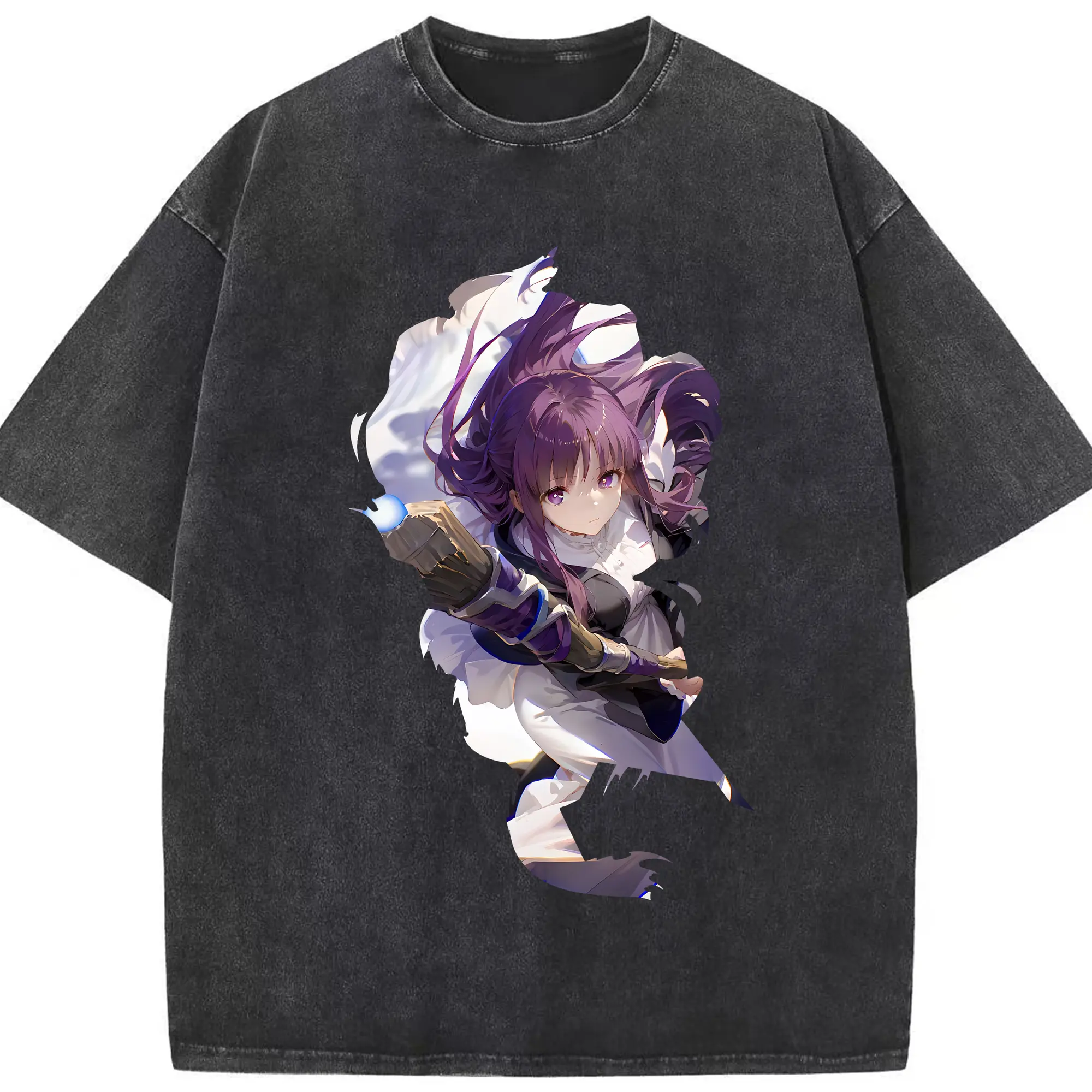 葬送のフリーレン（Frieren） グッズ,フェルン（Fern） - 綿100％ ヴィンテージ風 半袖Tシャツ ・ フロントプリント ・ 柔らか肌触り ・ 通気性 快適 ・ スポーツ カジュアル 外出用