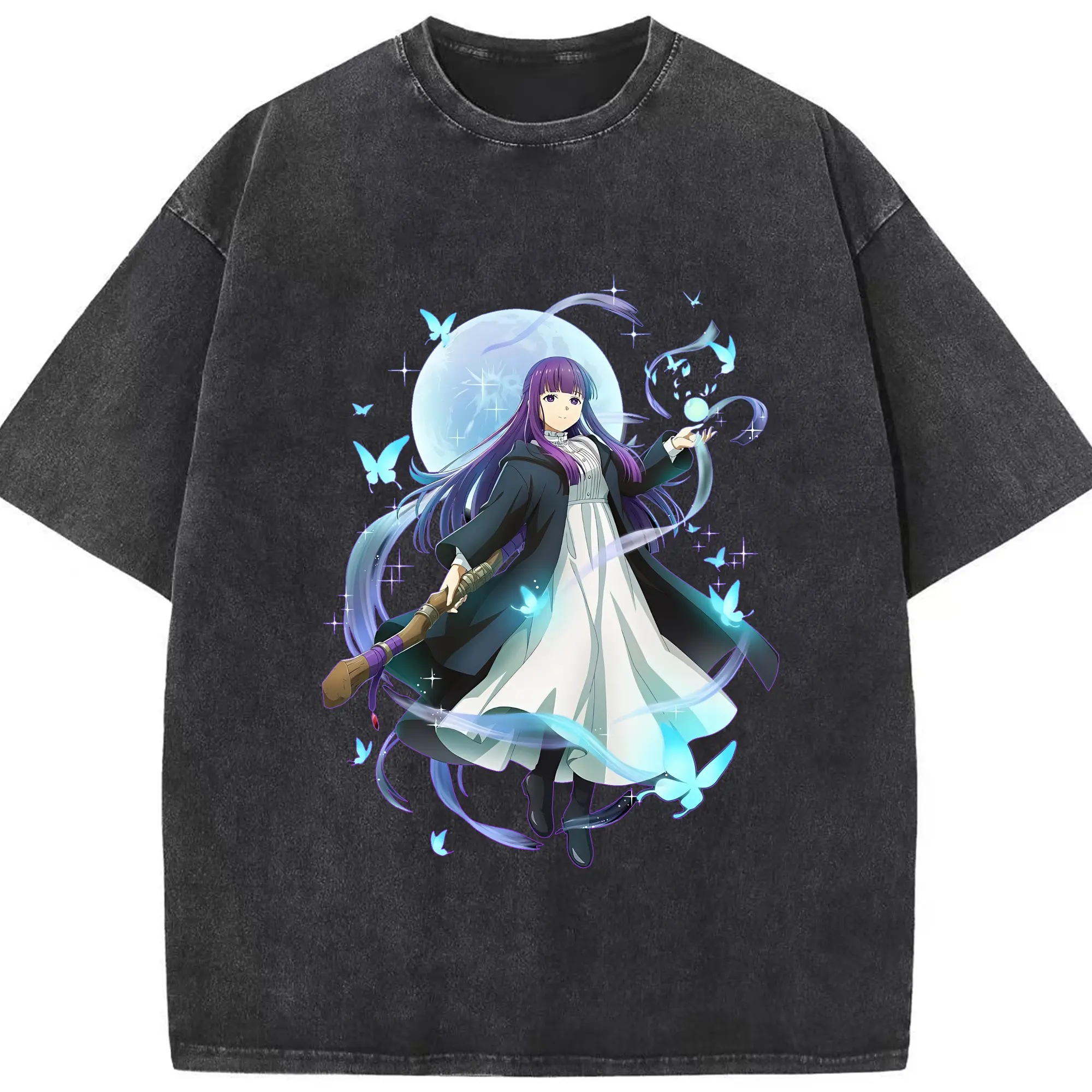 葬送のフリーレン（Frieren） グッズ,フェルン（Fern） - 綿100％ ヴィンテージ風 半袖Tシャツ ・ フロントプリント ・ 柔らか肌触り ・ 通気性 快適 ・ スポーツ カジュアル 外出用