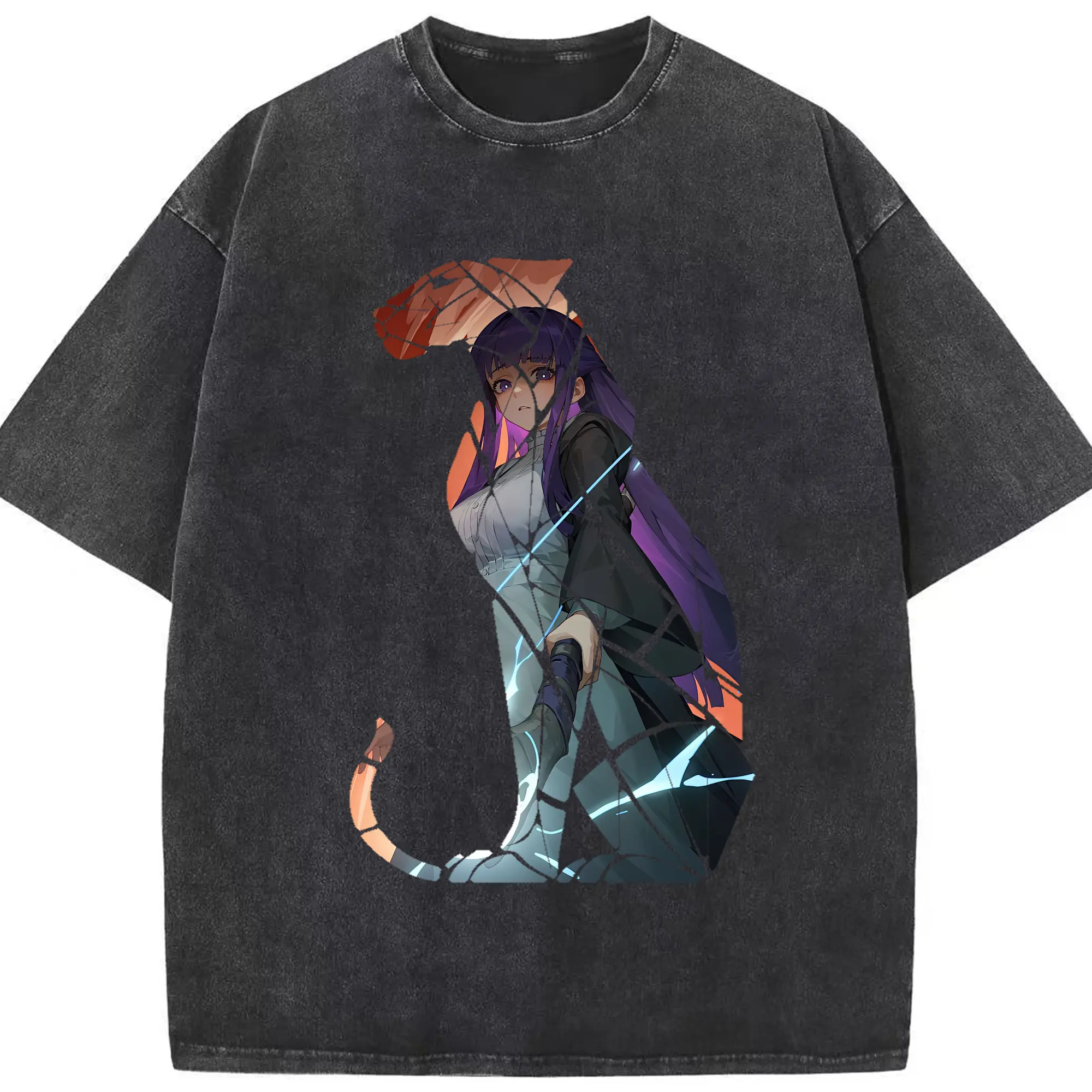 葬送のフリーレン（Frieren） グッズ,フェルン（Fern） - 綿100％ ヴィンテージ風 半袖Tシャツ ・ フロントプリント ・ 柔らか肌触り ・ 通気性 快適 ・ スポーツ カジュアル 外出用