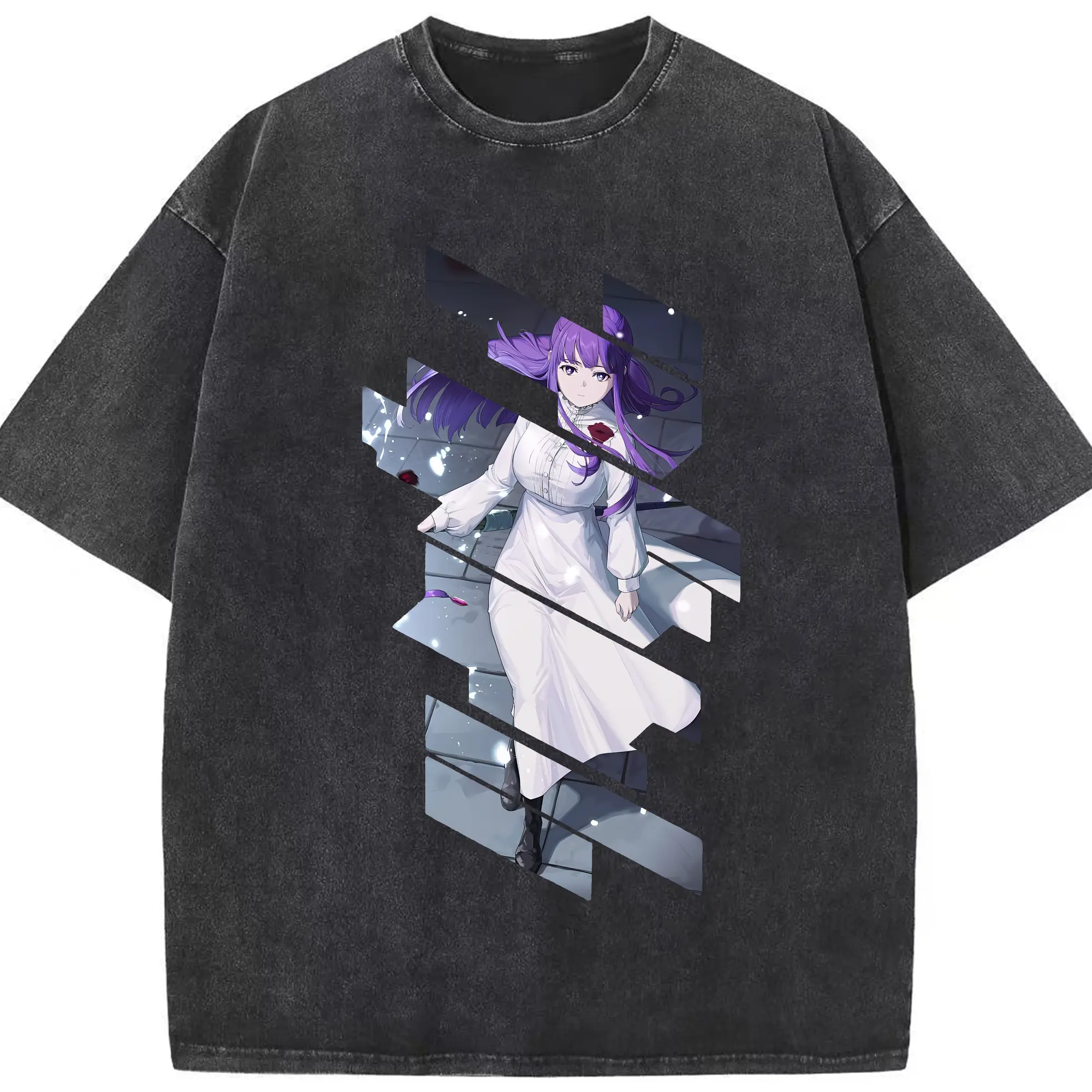 葬送のフリーレン（Frieren） グッズ,フェルン（Fern） - 綿100％ ヴィンテージ風 半袖Tシャツ ・ フロントプリント ・ 柔らか肌触り ・ 通気性 快適 ・ スポーツ カジュアル 外出用