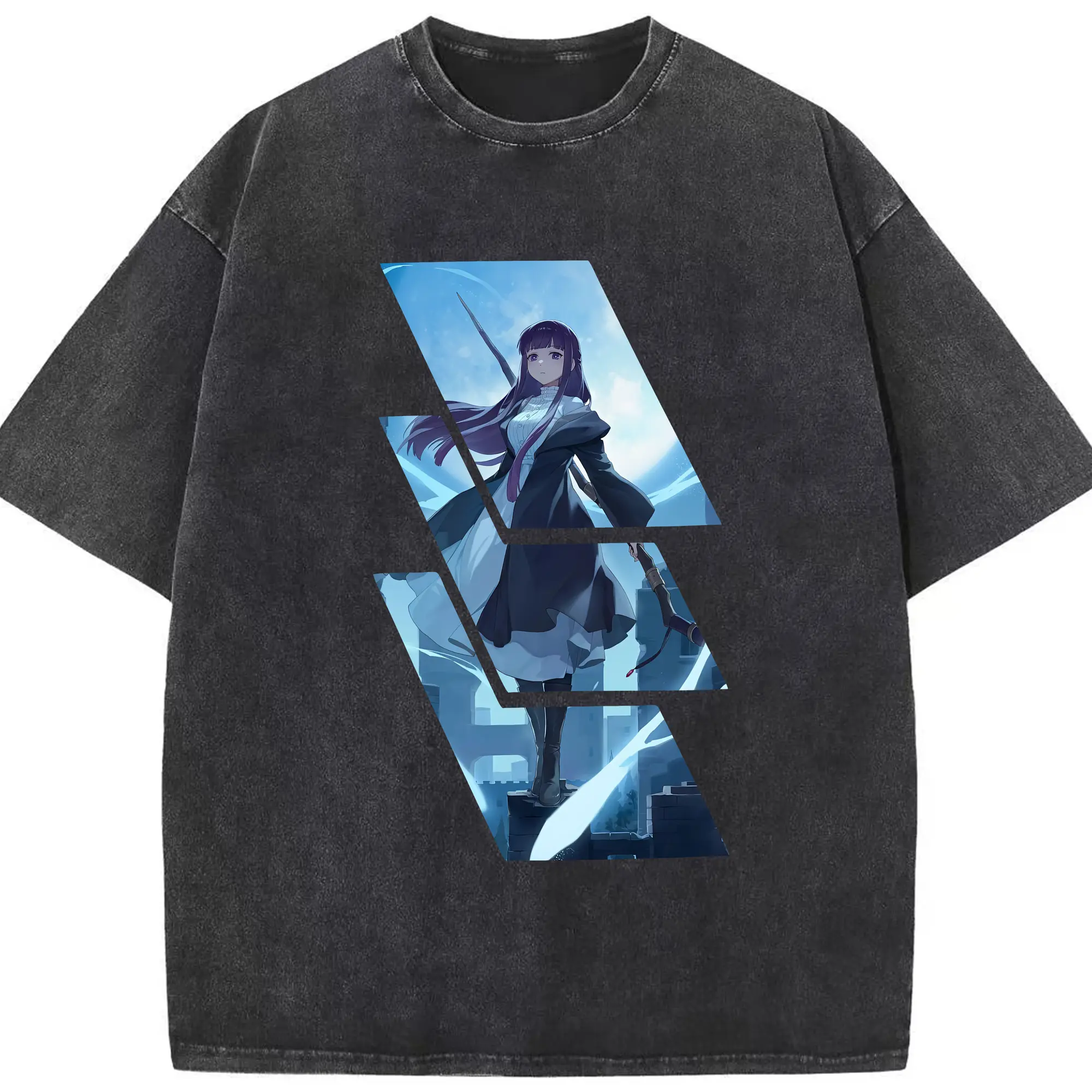 葬送のフリーレン（Frieren） グッズ,フェルン（Fern） - 綿100％ ヴィンテージ風 半袖Tシャツ ・ フロントプリント ・ 柔らか肌触り ・ 通気性 快適 ・ スポーツ カジュアル 外出用