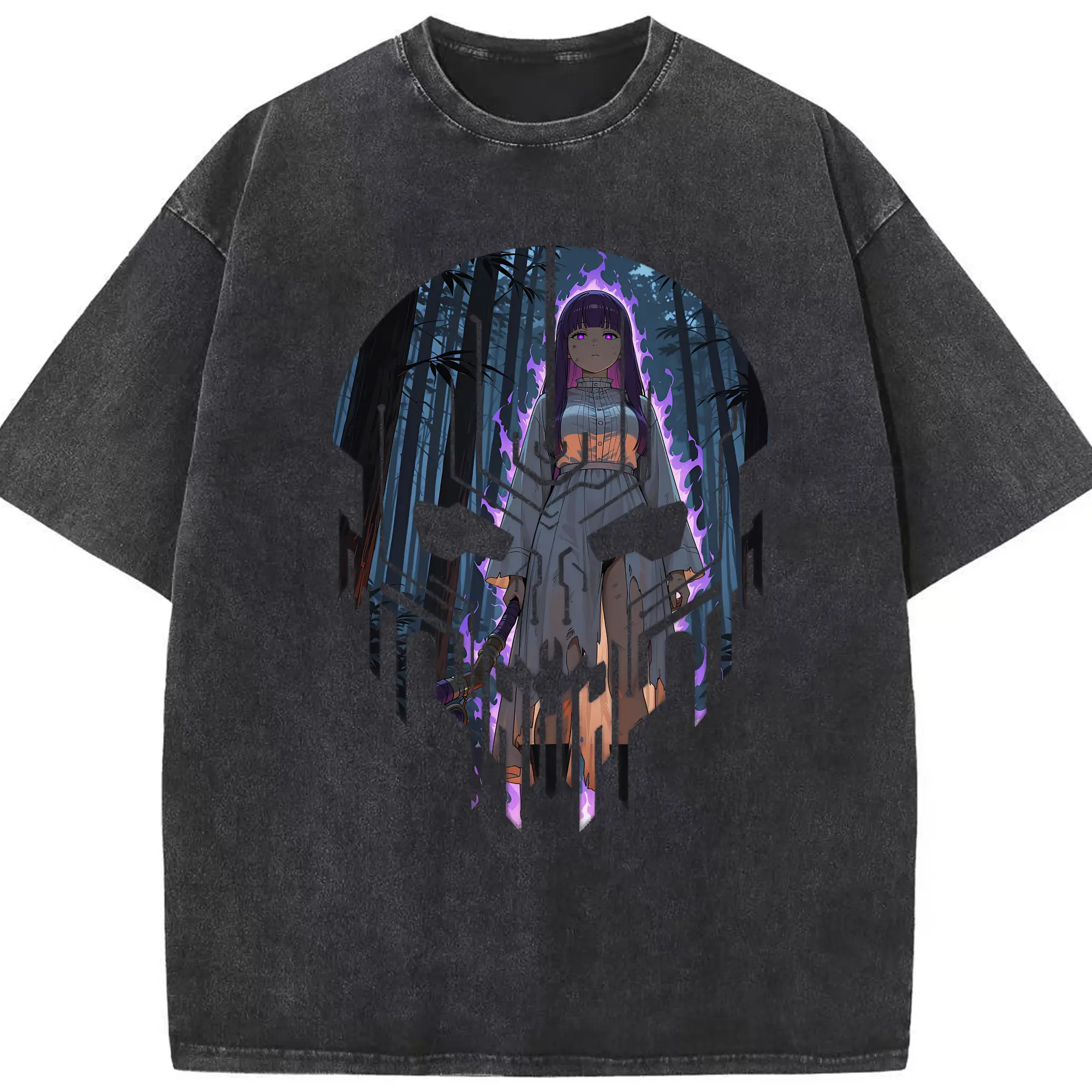 葬送のフリーレン（Frieren） グッズ,フェルン（Fern） - 綿100％ ヴィンテージ風 半袖Tシャツ ・ フロントプリント ・ 柔らか肌触り ・ 通気性 快適 ・ スポーツ カジュアル 外出用