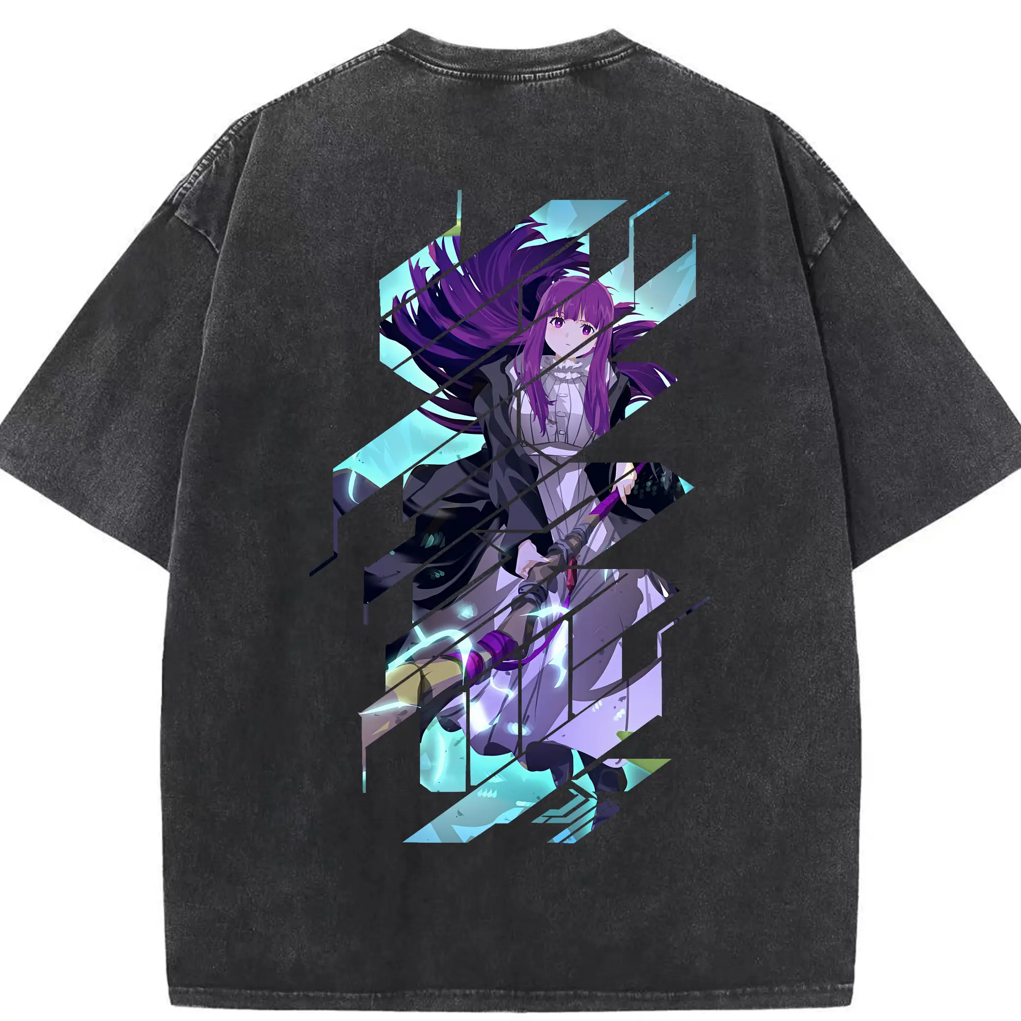 葬送のフリーレン（Frieren） グッズ,フェルン（Fern） - 綿100％ ヴィンテージ風 半袖Tシャツ ・ 背面プリント ・ 柔らか肌触り ・ 通気性 快適 ・ スポーツ カジュアル 外出用