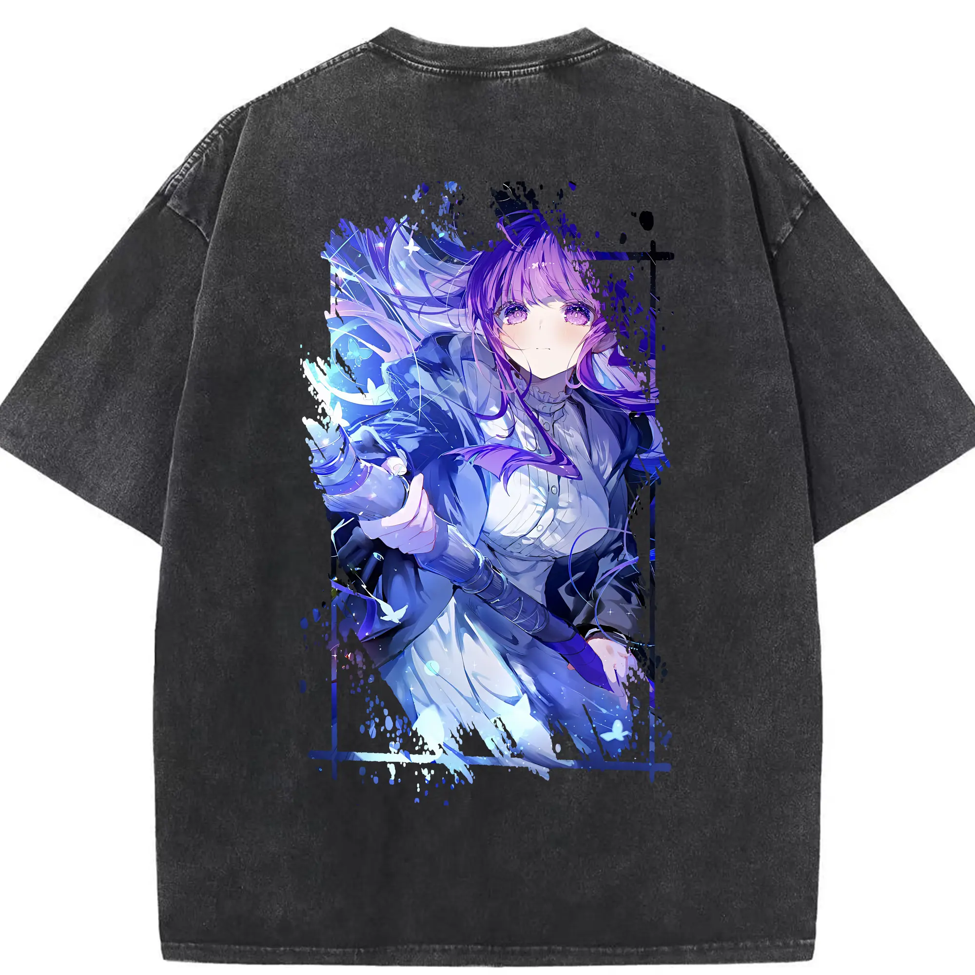 葬送のフリーレン（Frieren） グッズ,フェルン（Fern） - 綿100％ ヴィンテージ風 半袖Tシャツ ・ 背面プリント ・ 柔らか肌触り ・ 通気性 快適 ・ スポーツ カジュアル 外出用