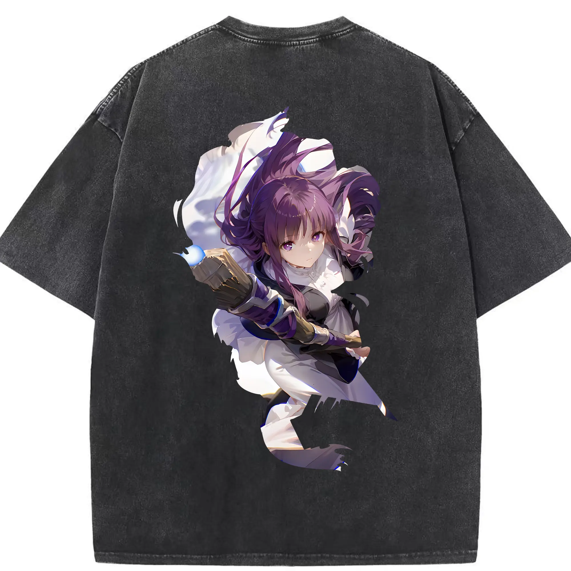 葬送のフリーレン（Frieren） グッズ,フェルン（Fern） - 綿100％ ヴィンテージ風 半袖Tシャツ ・ 背面プリント ・ 柔らか肌触り ・ 通気性 快適 ・ スポーツ カジュアル 外出用