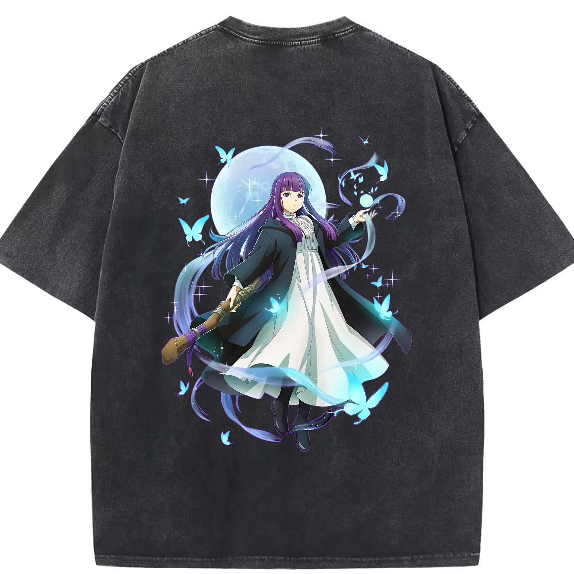 葬送のフリーレン（Frieren） グッズ,フェルン（Fern） - 綿100％ ヴィンテージ風 半袖Tシャツ ・ 背面プリント ・ 柔らか肌触り ・ 通気性 快適 ・ スポーツ カジュアル 外出用