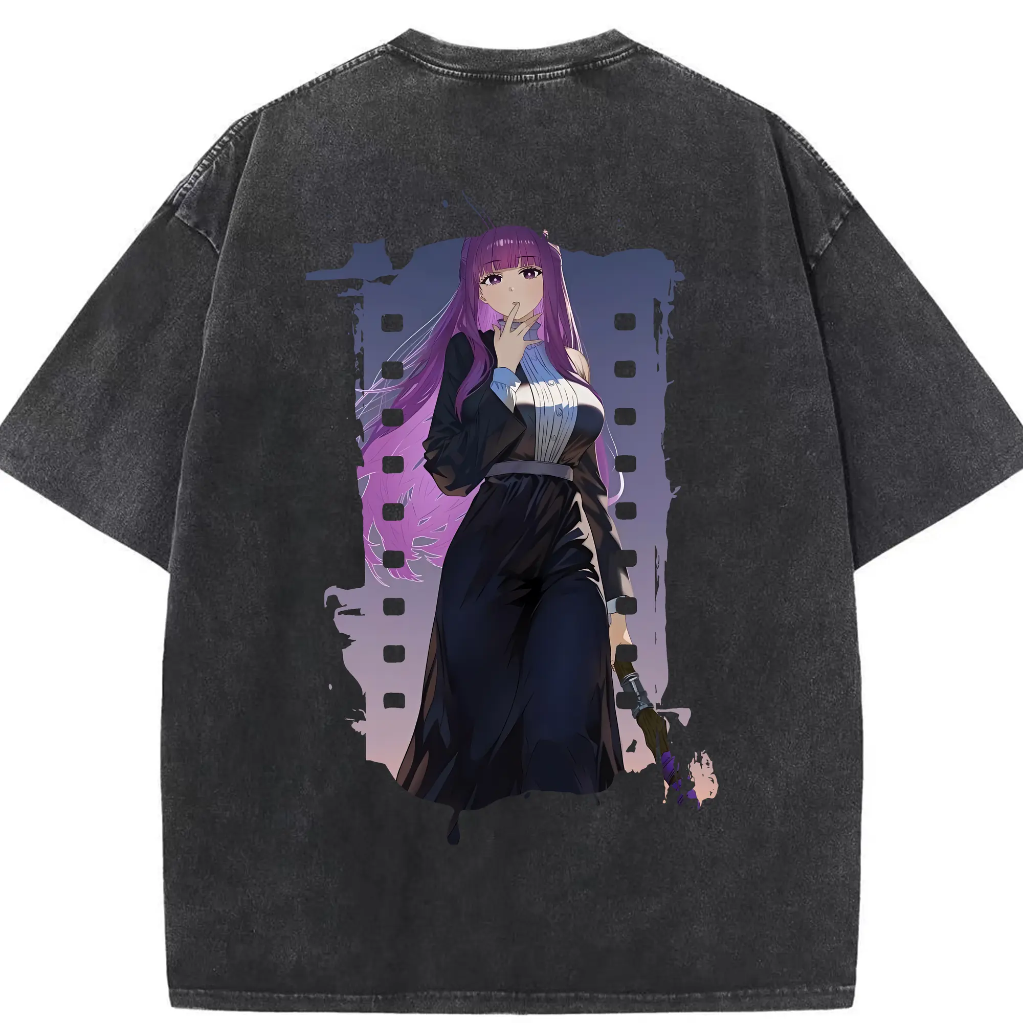 葬送のフリーレン（Frieren） グッズ,フェルン（Fern） - 綿100％ ヴィンテージ風 半袖Tシャツ ・ 背面プリント ・ 柔らか肌触り ・ 通気性 快適 ・ スポーツ カジュアル 外出用