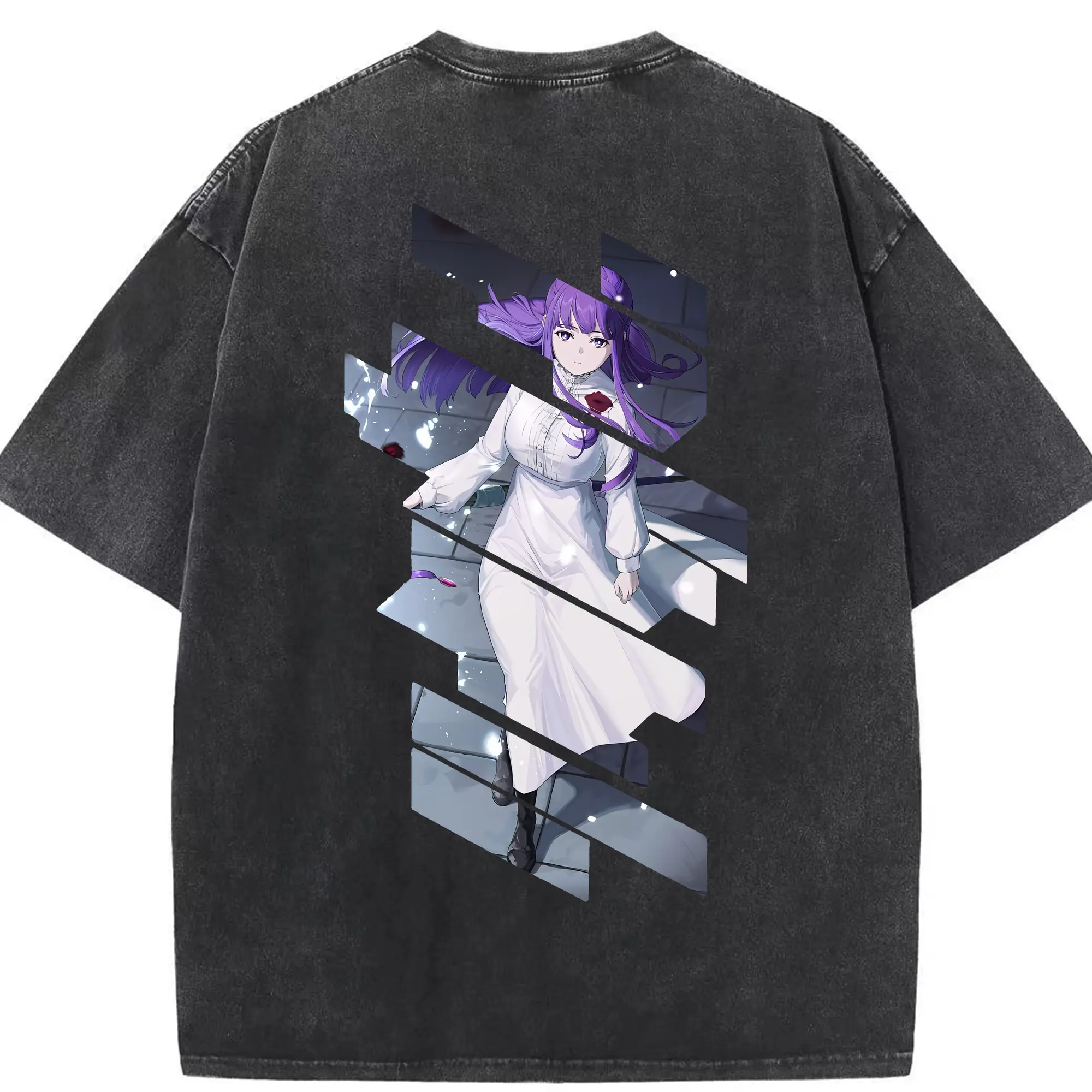 葬送のフリーレン（Frieren） グッズ,フェルン（Fern） - 綿100％ ヴィンテージ風 半袖Tシャツ ・ 背面プリント ・ 柔らか肌触り ・ 通気性 快適 ・ スポーツ カジュアル 外出用