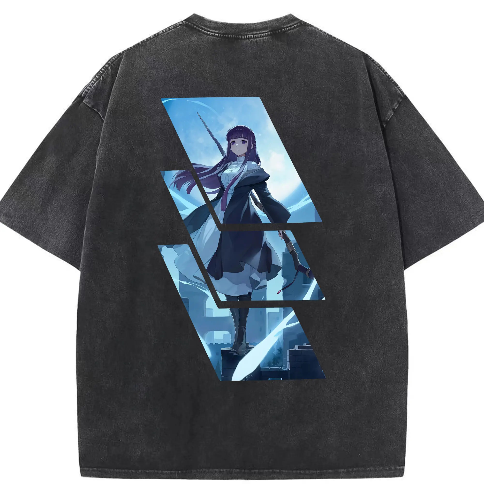 葬送のフリーレン（Frieren） グッズ,フェルン（Fern） - 綿100％ ヴィンテージ風 半袖Tシャツ ・ 背面プリント ・ 柔らか肌触り ・ 通気性 快適 ・ スポーツ カジュアル 外出用