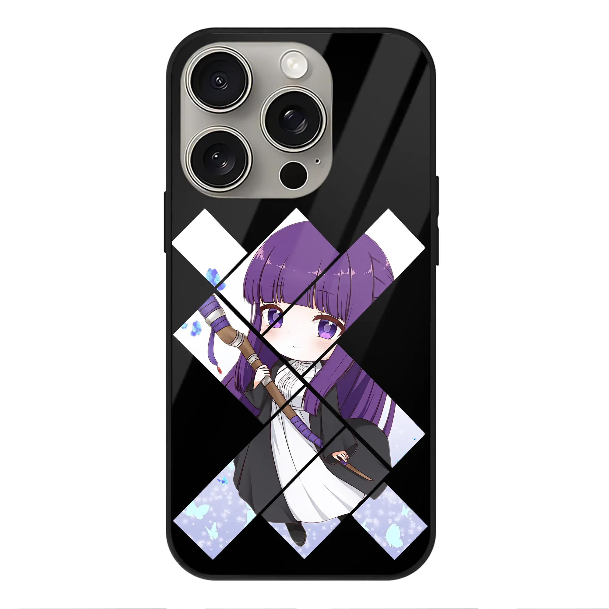 葬送のフリーレン（Frieren） グッズ,フェルン（Fern） - IPhone15Pro対応 ・ スマホケース ・ 背面ガラス ・ TPU+強化ガラス ・ 耐衝撃 ・ 黄変防止 ・ ワイヤレス充電対応 ・ 3D立体ボタン