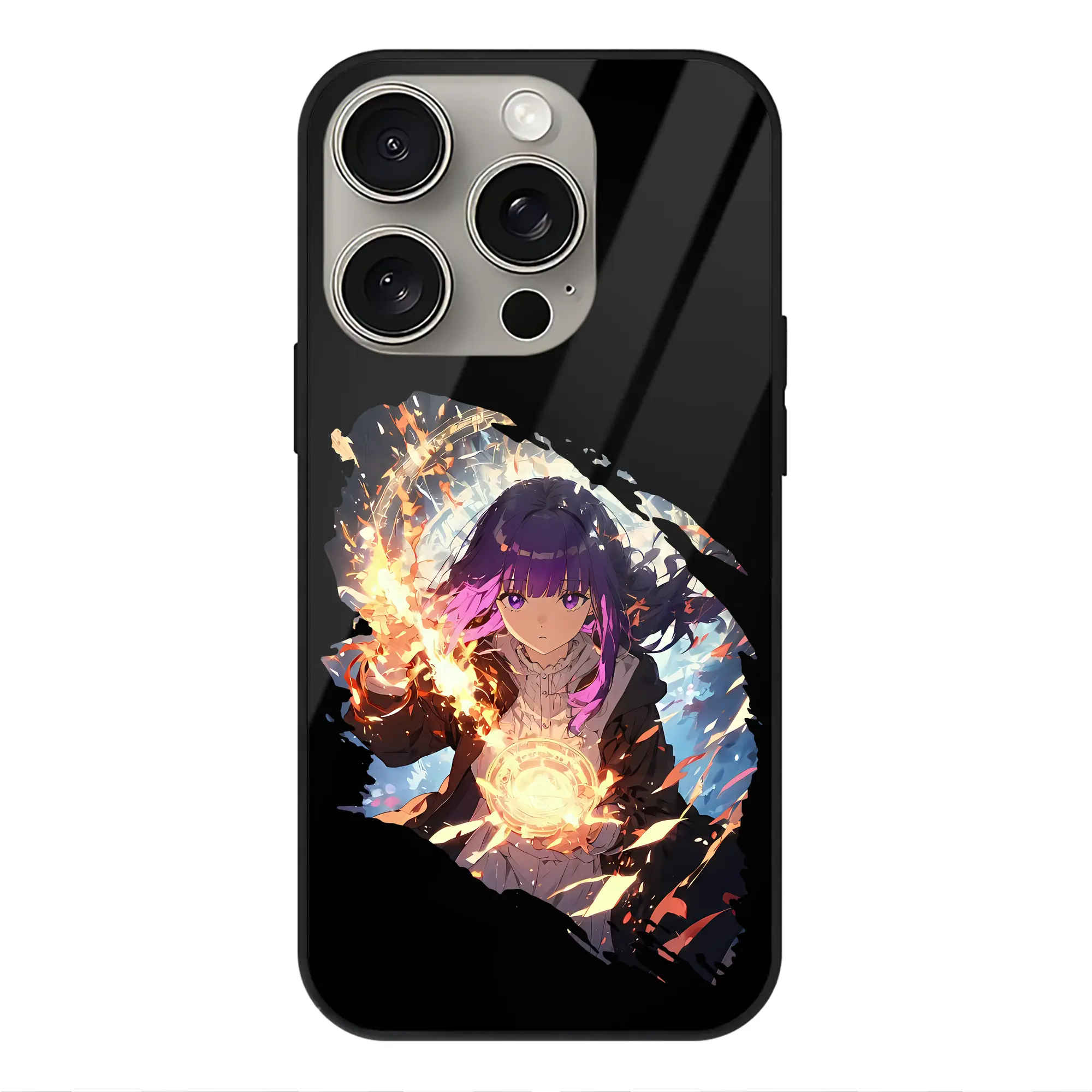 葬送のフリーレン（Frieren） グッズ,フェルン（Fern） - IPhone15Pro対応 ・ スマホケース ・ 背面ガラス ・ TPU+強化ガラス ・ 耐衝撃 ・ 黄変防止 ・ ワイヤレス充電対応 ・ 3D立体ボタン