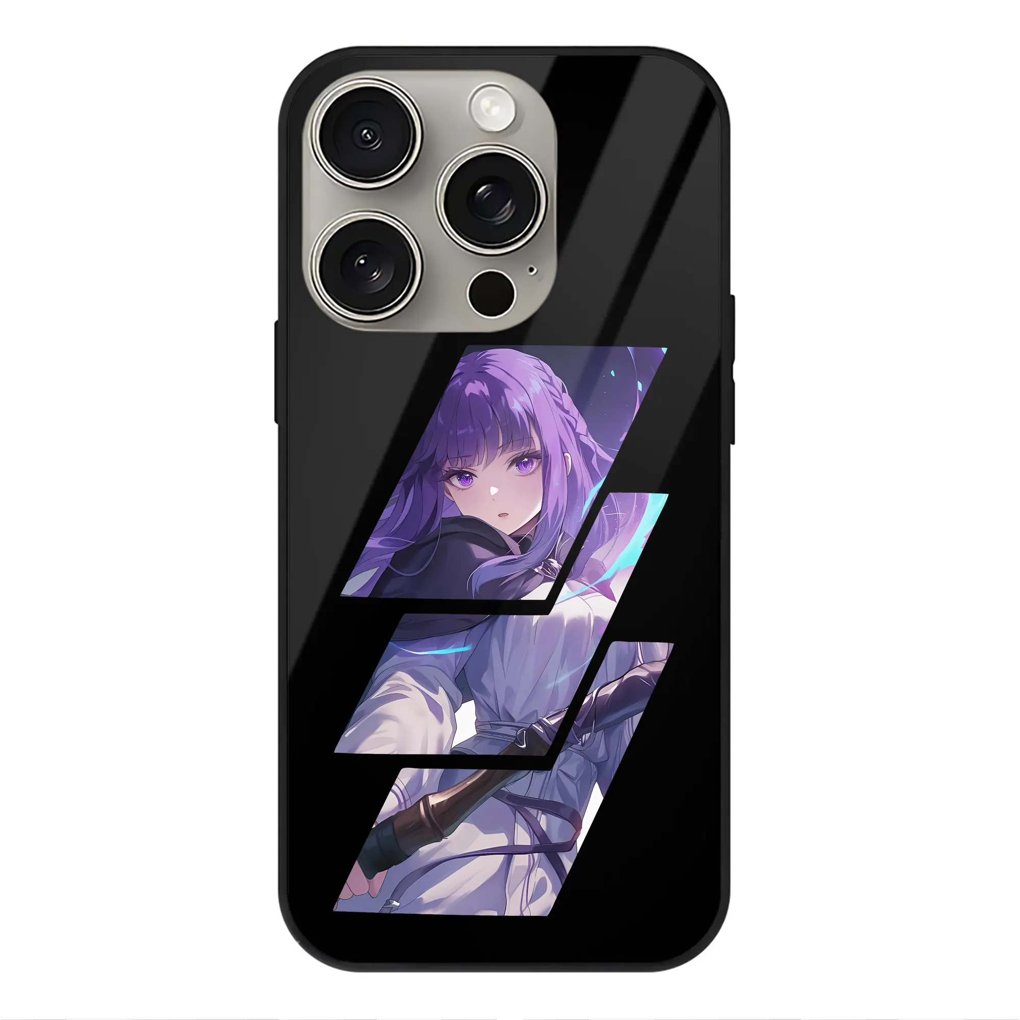 葬送のフリーレン（Frieren） グッズ,フェルン（Fern） - IPhone15Pro対応 ・ スマホケース ・ 背面ガラス ・ TPU+強化ガラス ・ 耐衝撃 ・ 黄変防止 ・ ワイヤレス充電対応 ・ 3D立体ボタン