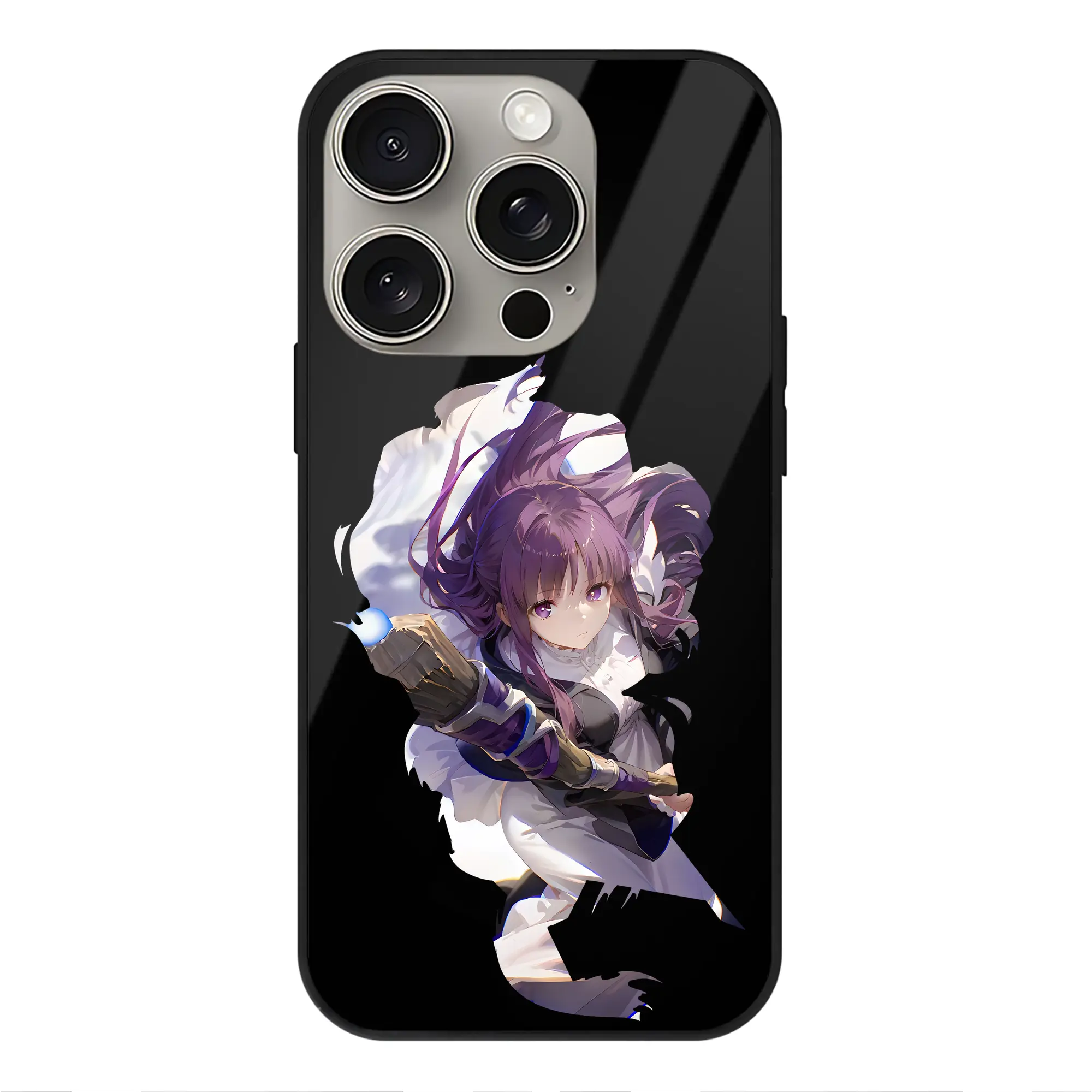 葬送のフリーレン（Frieren） グッズ,フェルン（Fern） - IPhone15Pro対応 ・ スマホケース ・ 背面ガラス ・ TPU+強化ガラス ・ 耐衝撃 ・ 黄変防止 ・ ワイヤレス充電対応 ・ 3D立体ボタン