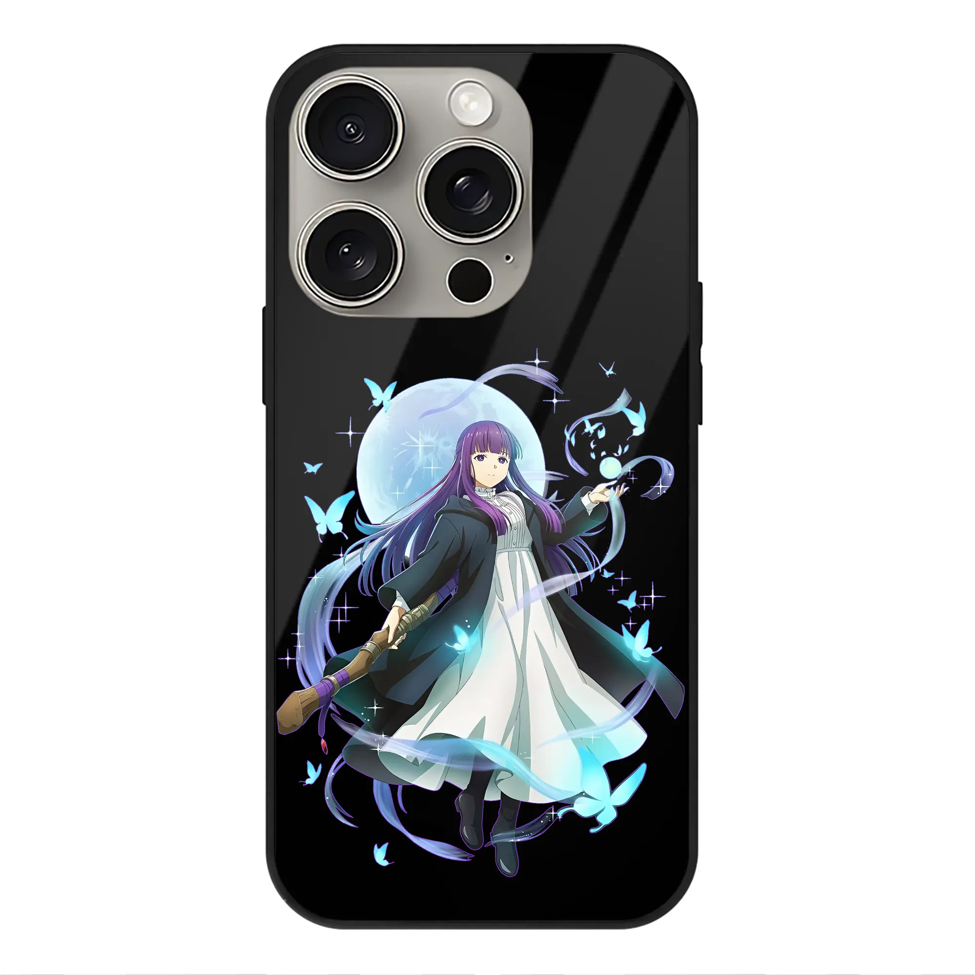 葬送のフリーレン（Frieren） グッズ,フェルン（Fern） - IPhone15Pro対応 ・ スマホケース ・ 背面ガラス ・ TPU+強化ガラス ・ 耐衝撃 ・ 黄変防止 ・ ワイヤレス充電対応 ・ 3D立体ボタン