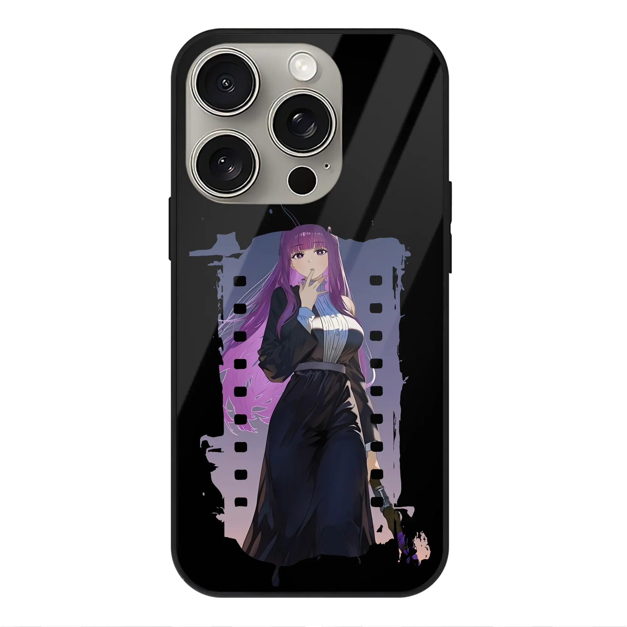 葬送のフリーレン（Frieren） グッズ,フェルン（Fern） - IPhone15Pro対応 ・ スマホケース ・ 背面ガラス ・ TPU+強化ガラス ・ 耐衝撃 ・ 黄変防止 ・ ワイヤレス充電対応 ・ 3D立体ボタン