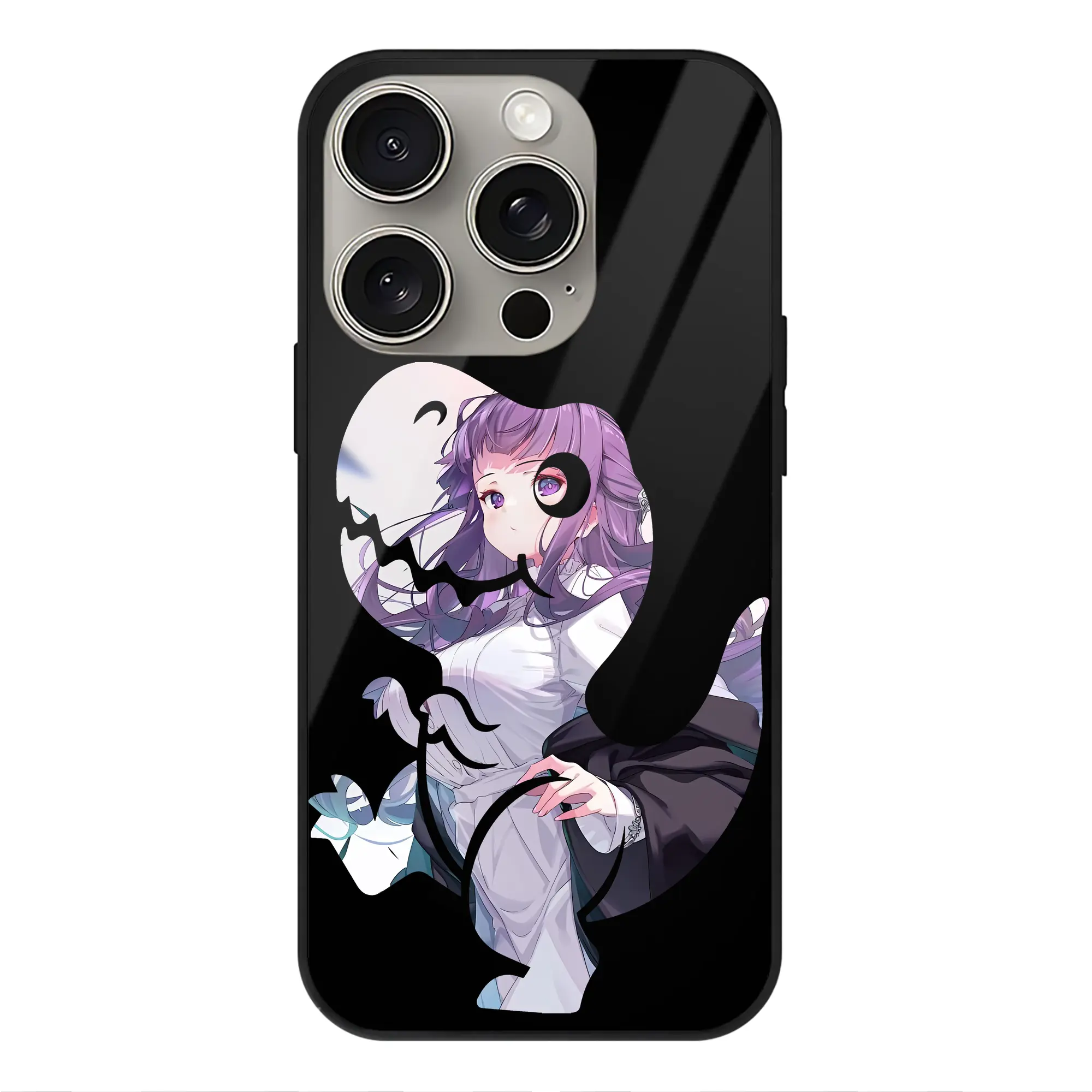 葬送のフリーレン（Frieren） グッズ,フェルン（Fern） - IPhone15Pro対応 ・ スマホケース ・ 背面ガラス ・ TPU+強化ガラス ・ 耐衝撃 ・ 黄変防止 ・ ワイヤレス充電対応 ・ 3D立体ボタン