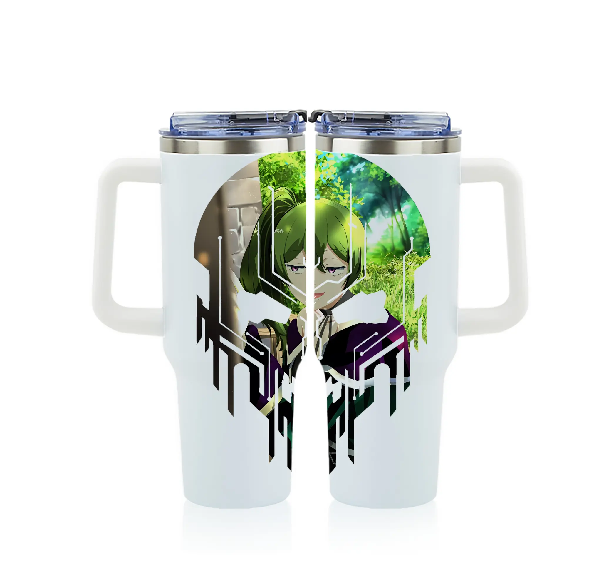 葬送のフリーレン（Frieren） グッズ,ユーベル（Übel） - 1200mL フルプリント車用タンブラー ・ 304ステンレス 内側 ・ 201ステンレス 外側 ・ 保温 保冷 ・ 通勤 ドライブ アウトドア用