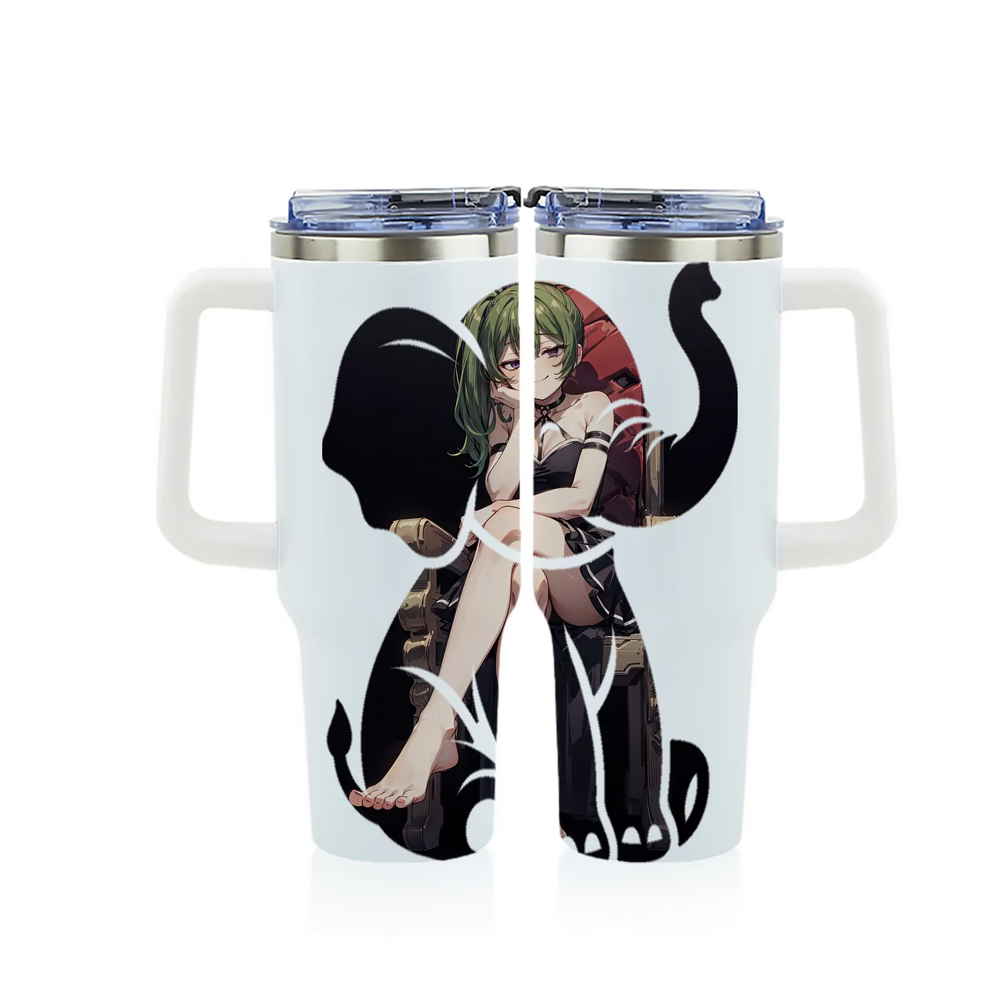 葬送のフリーレン（Frieren） グッズ,ユーベル（Übel） - 1200mL フルプリント車用タンブラー ・ 304ステンレス 内側 ・ 201ステンレス 外側 ・ 保温 保冷 ・ 通勤 ドライブ アウトドア用