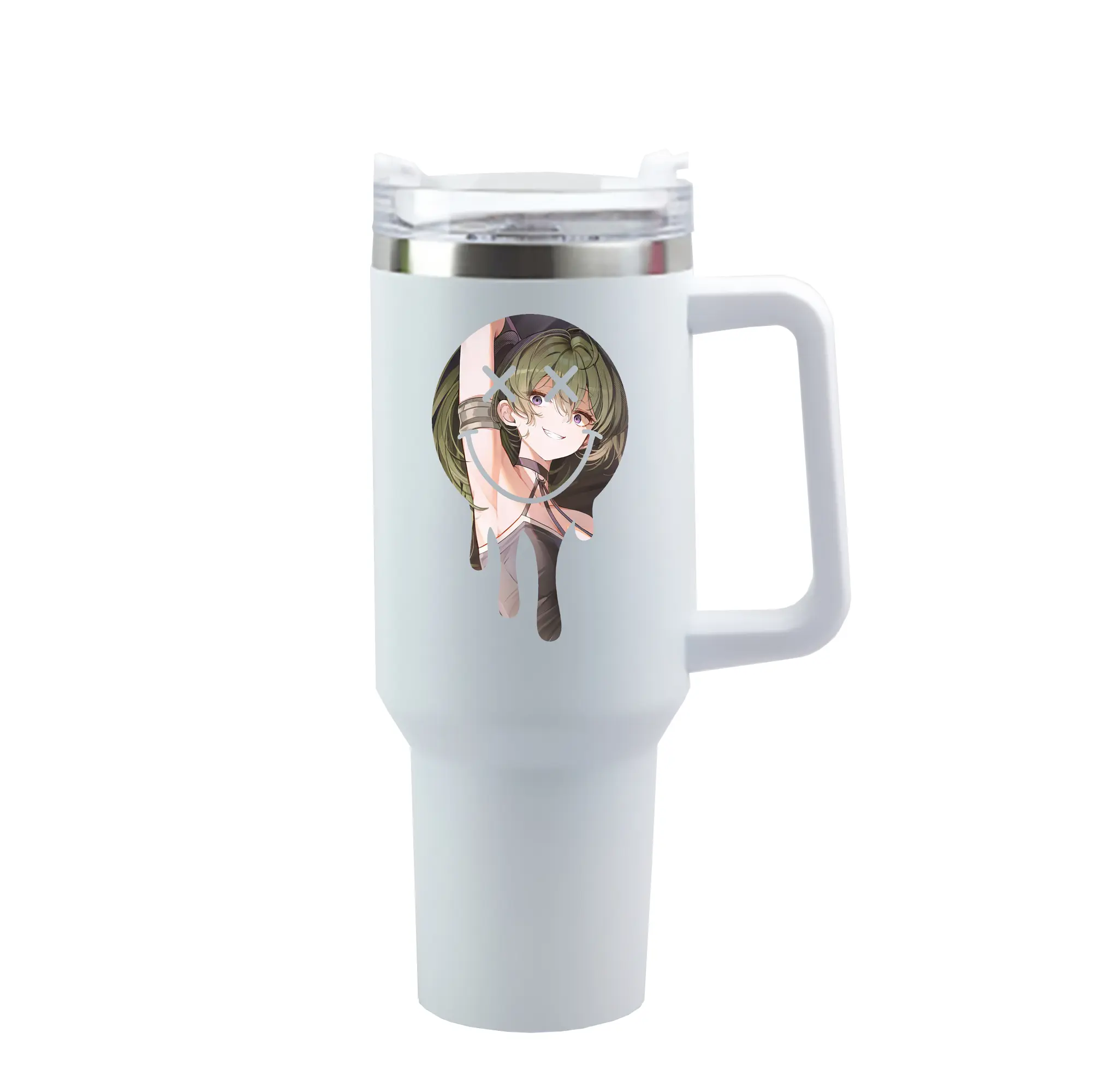 葬送のフリーレン（Frieren） グッズ,ユーベル（Übel） - 1200mL 車用タンブラー ・ クリスタルステッカー ・ 304ステンレス 内側 ・ 201ステンレス 外側 ・ 保温 保冷 ・ ハンドル＆ストロー付き ・ 通勤 ドライブ アウトドア用
