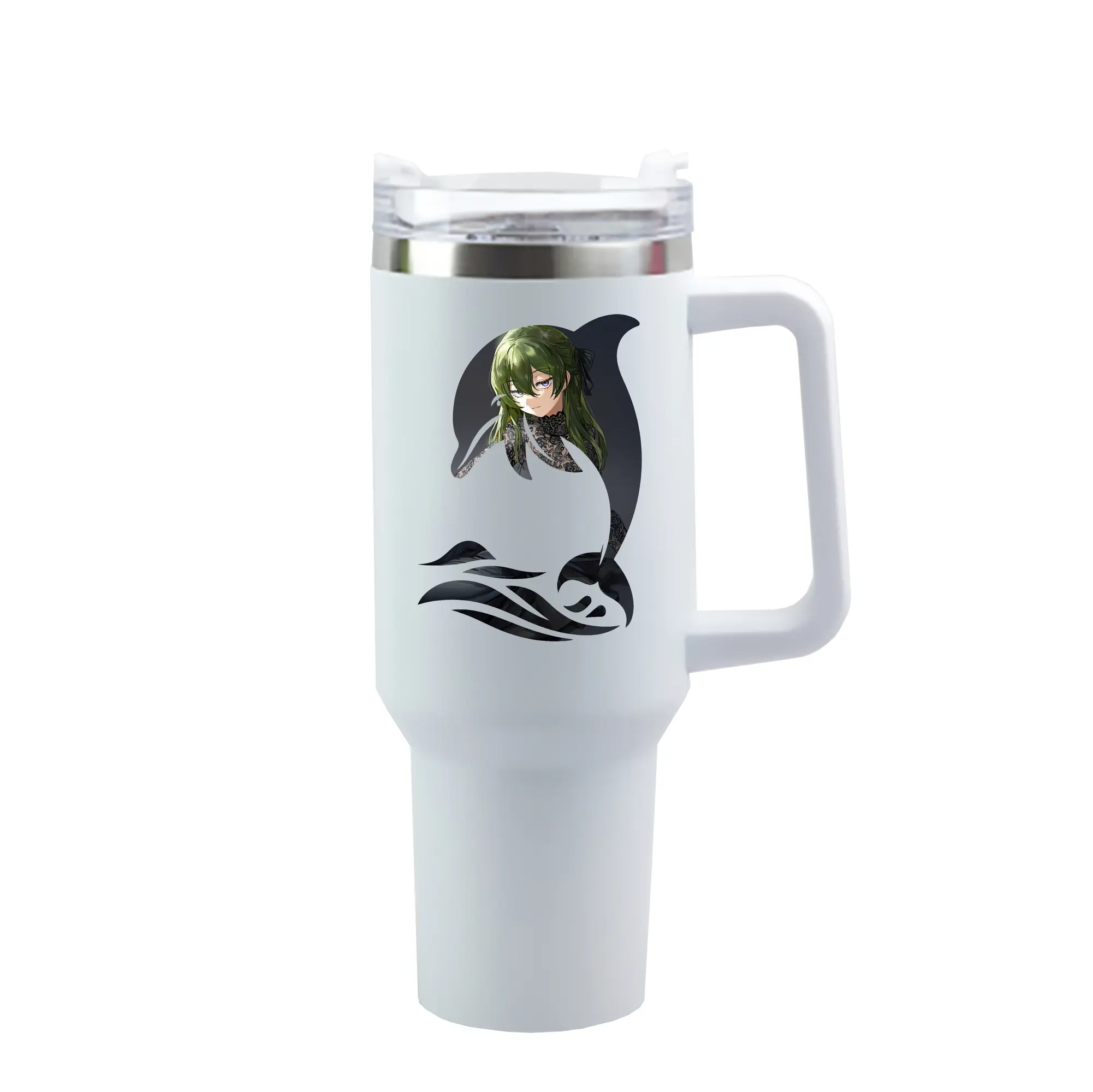 葬送のフリーレン（Frieren） グッズ,ユーベル（Übel） - 1200mL 車用タンブラー ・ クリスタルステッカー ・ 304ステンレス 内側 ・ 201ステンレス 外側 ・ 保温 保冷 ・ ハンドル＆ストロー付き ・ 通勤 ドライブ アウトドア用