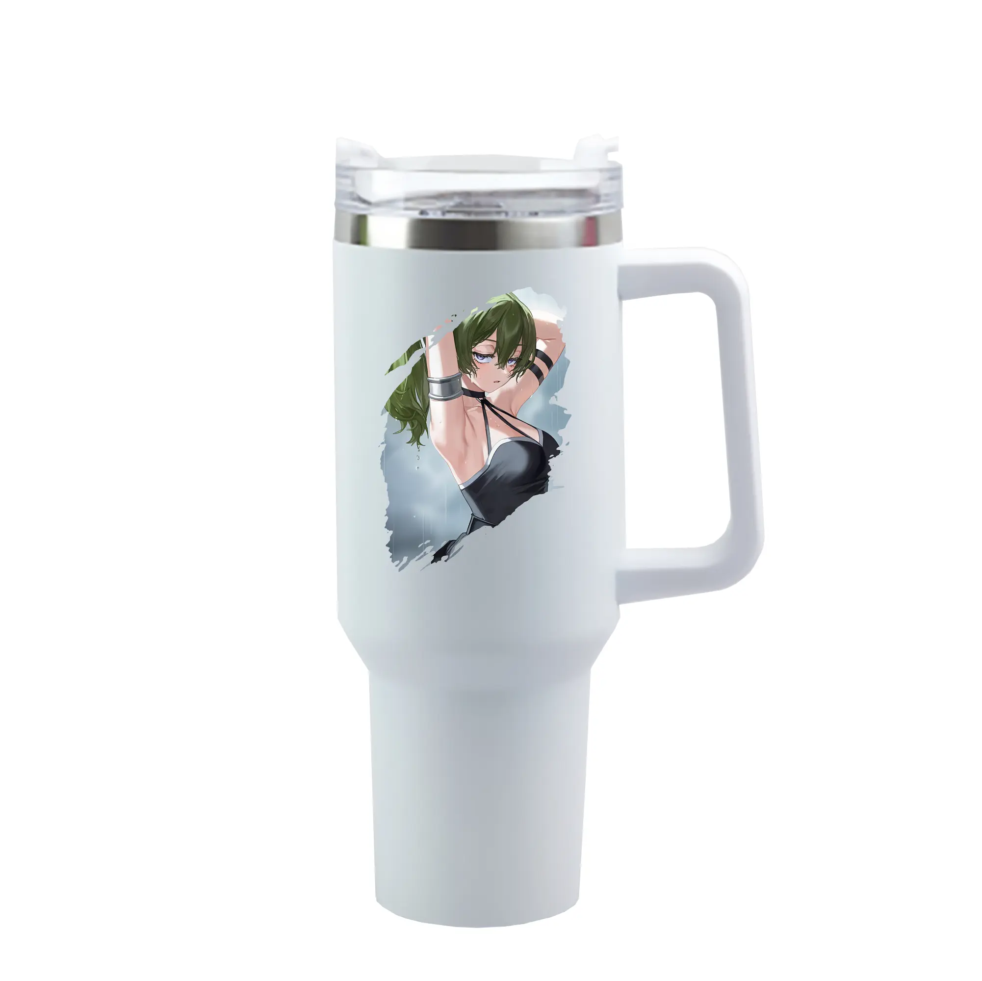 葬送のフリーレン（Frieren） グッズ,ユーベル（Übel） - 1200mL 車用タンブラー ・ クリスタルステッカー ・ 304ステンレス 内側 ・ 201ステンレス 外側 ・ 保温 保冷 ・ ハンドル＆ストロー付き ・ 通勤 ドライブ アウトドア用