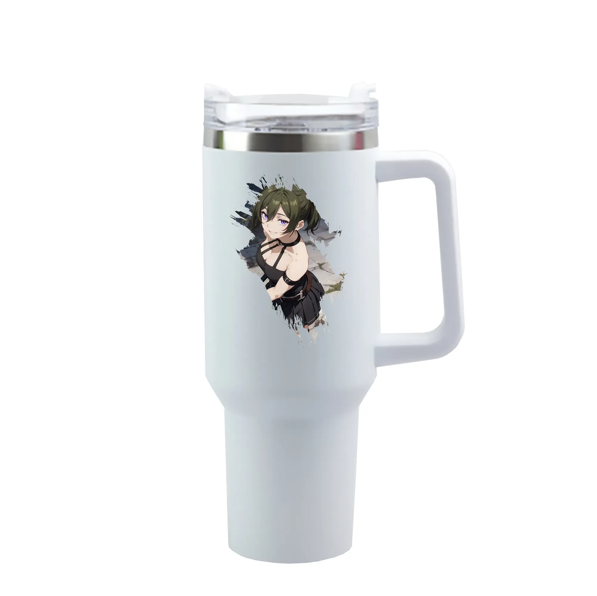 葬送のフリーレン（Frieren） グッズ,ユーベル（Übel） - 1200mL 車用タンブラー ・ クリスタルステッカー ・ 304ステンレス 内側 ・ 201ステンレス 外側 ・ 保温 保冷 ・ ハンドル＆ストロー付き ・ 通勤 ドライブ アウトドア用