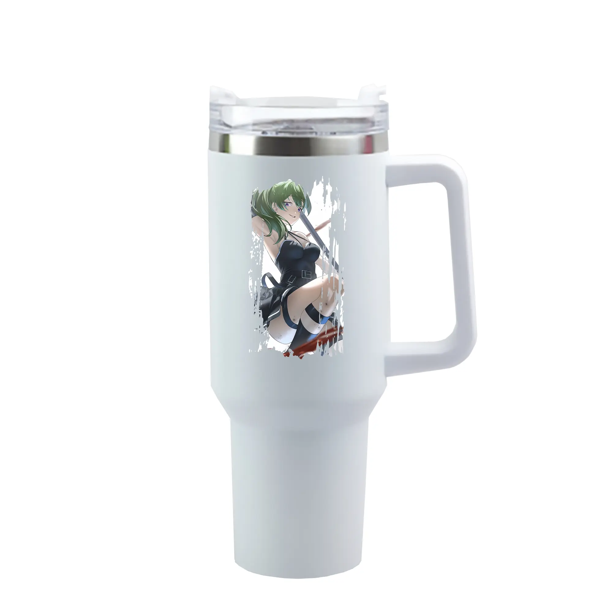 葬送のフリーレン（Frieren） グッズ,ユーベル（Übel） - 1200mL 車用タンブラー ・ クリスタルステッカー ・ 304ステンレス 内側 ・ 201ステンレス 外側 ・ 保温 保冷 ・ ハンドル＆ストロー付き ・ 通勤 ドライブ アウトドア用