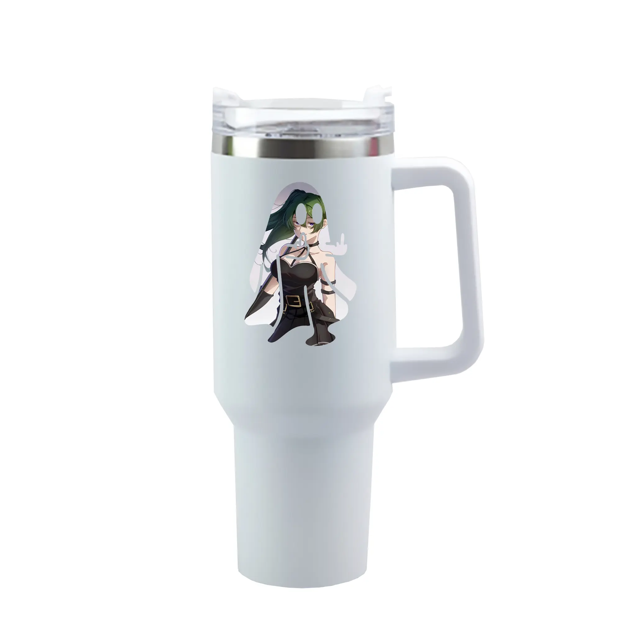葬送のフリーレン（Frieren） グッズ,ユーベル（Übel） - 1200mL 車用タンブラー ・ クリスタルステッカー ・ 304ステンレス 内側 ・ 201ステンレス 外側 ・ 保温 保冷 ・ ハンドル＆ストロー付き ・ 通勤 ドライブ アウトドア用