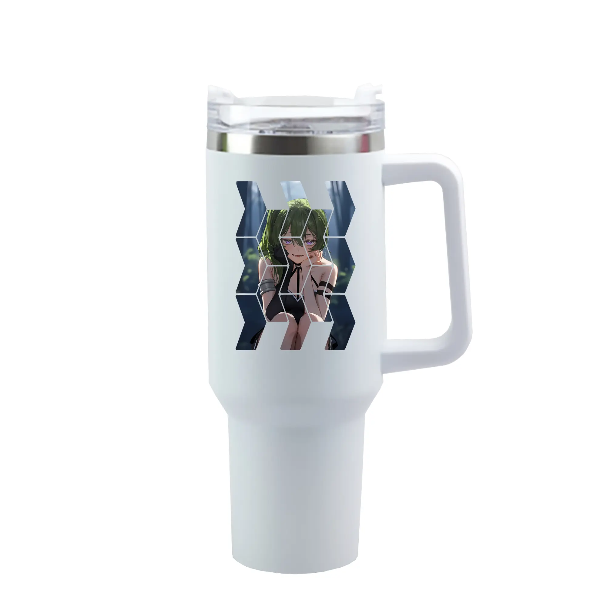 葬送のフリーレン（Frieren） グッズ,ユーベル（Übel） - 1200mL 車用タンブラー ・ クリスタルステッカー ・ 304ステンレス 内側 ・ 201ステンレス 外側 ・ 保温 保冷 ・ ハンドル＆ストロー付き ・ 通勤 ドライブ アウトドア用
