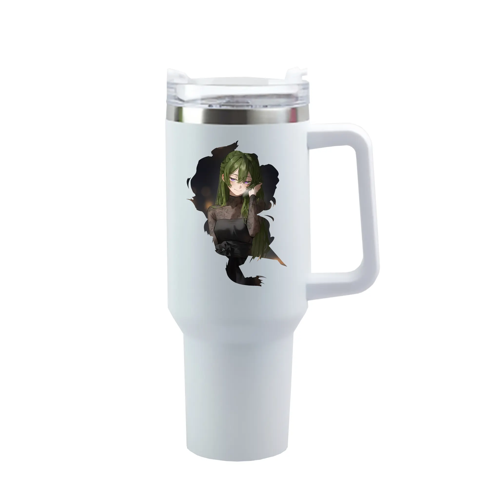 葬送のフリーレン（Frieren） グッズ,ユーベル（Übel） - 1200mL 車用タンブラー ・ クリスタルステッカー ・ 304ステンレス 内側 ・ 201ステンレス 外側 ・ 保温 保冷 ・ ハンドル＆ストロー付き ・ 通勤 ドライブ アウトドア用