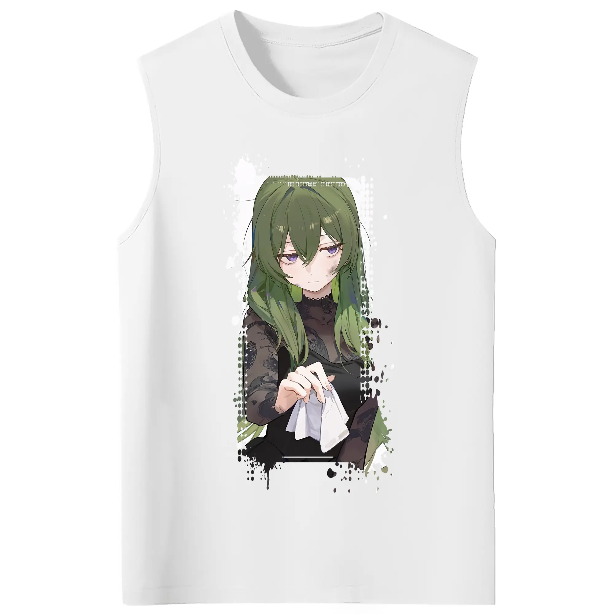 葬送のフリーレン（Frieren） グッズ,ユーベル（Übel） - コットン100％ タンクトップ ・ フロントプリント ・ タイトフィット ・ 快適 通気性 ・ スポーツ カジュアル 散歩用