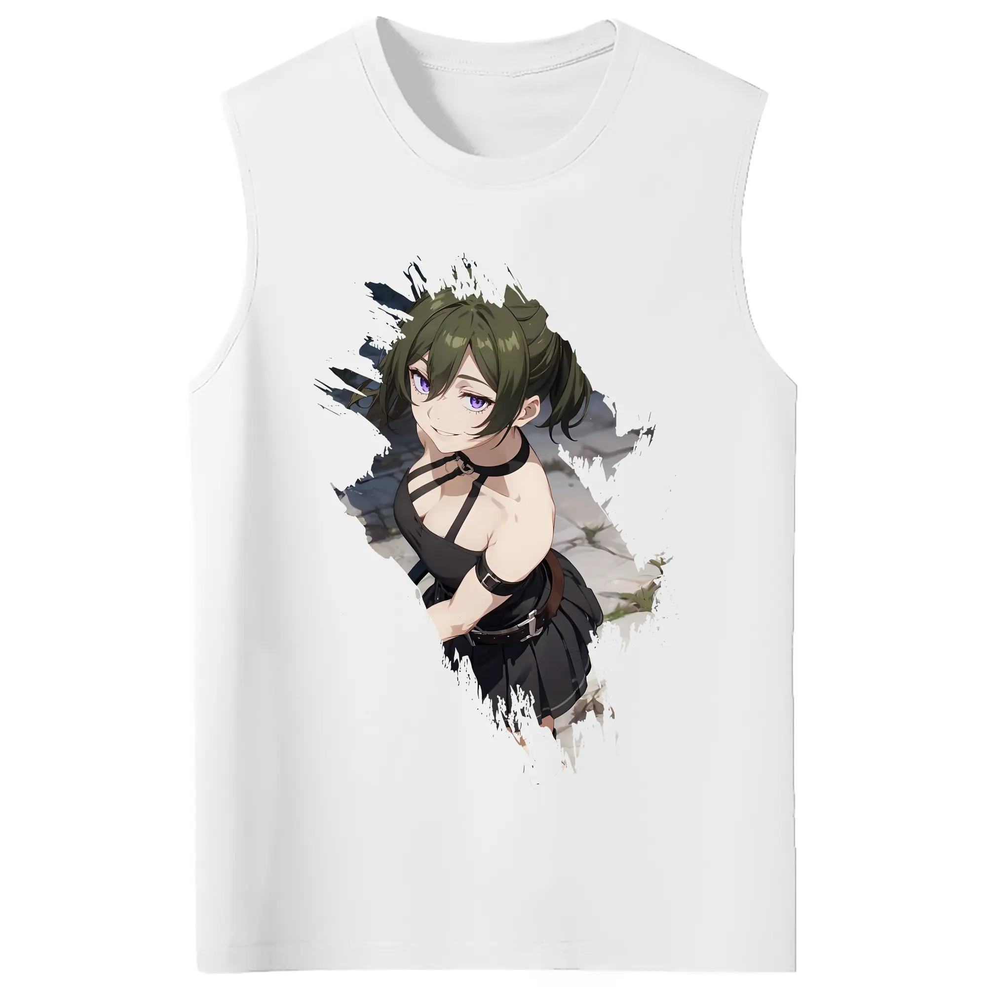 葬送のフリーレン（Frieren） グッズ,ユーベル（Übel） - コットン100％ タンクトップ ・ フロントプリント ・ タイトフィット ・ 快適 通気性 ・ スポーツ カジュアル 散歩用