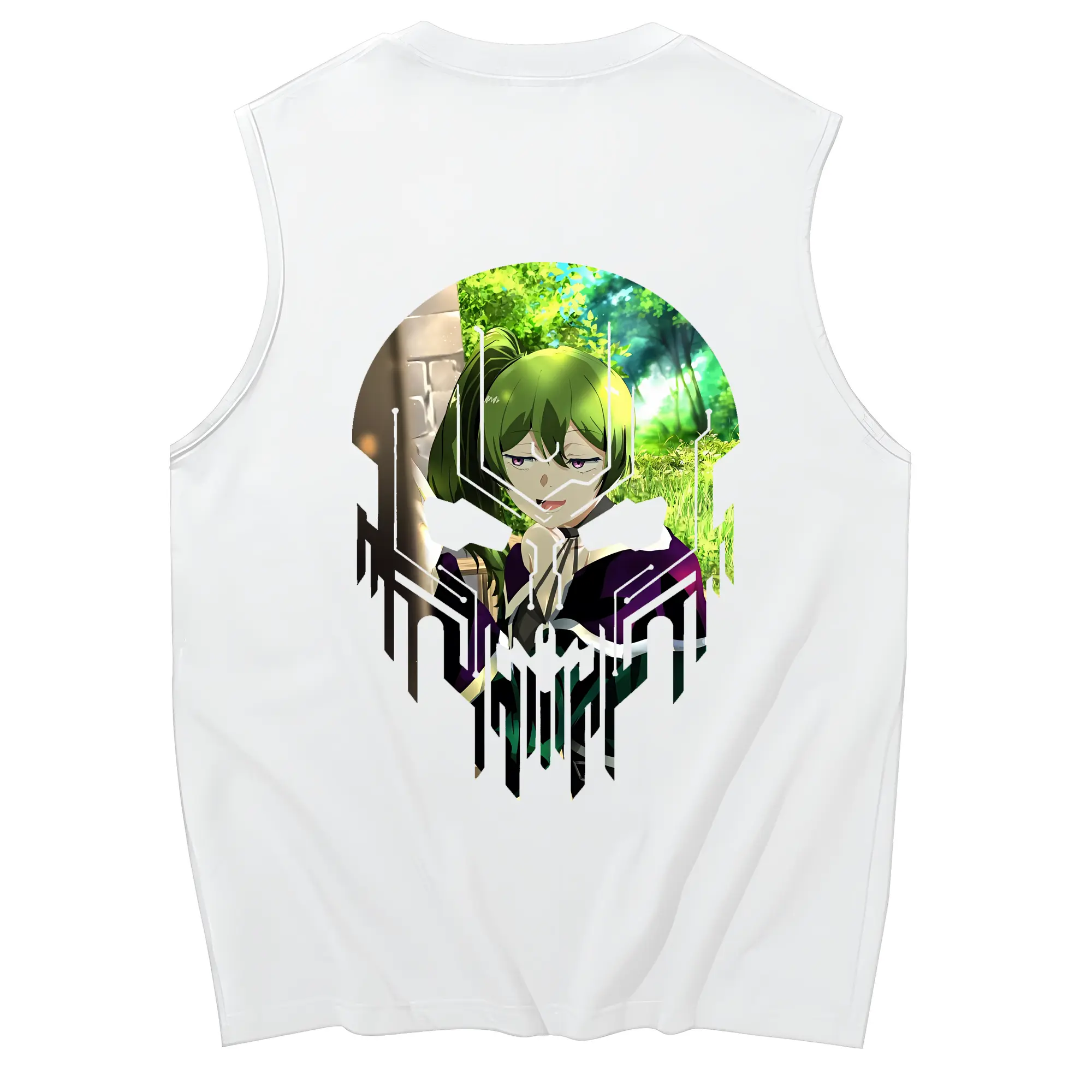 葬送のフリーレン（Frieren） グッズ,ユーベル（Übel） - コットン100％ タンクトップ ・ 背面プリント ・ タイトシルエット ・ 快適 通気性 ・ スポーツ カジュアル 散歩用