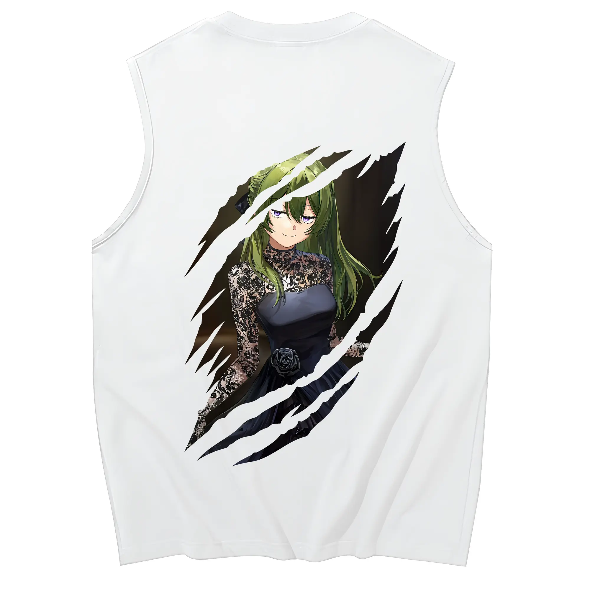 葬送のフリーレン（Frieren） グッズ,ユーベル（Übel） - コットン100％ タンクトップ ・ 背面プリント ・ タイトシルエット ・ 快適 通気性 ・ スポーツ カジュアル 散歩用