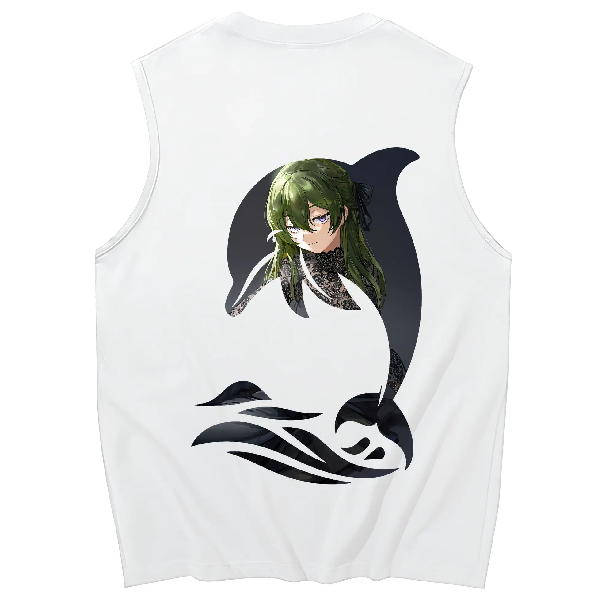 葬送のフリーレン（Frieren） グッズ,ユーベル（Übel） - コットン100％ タンクトップ ・ 背面プリント ・ タイトシルエット ・ 快適 通気性 ・ スポーツ カジュアル 散歩用