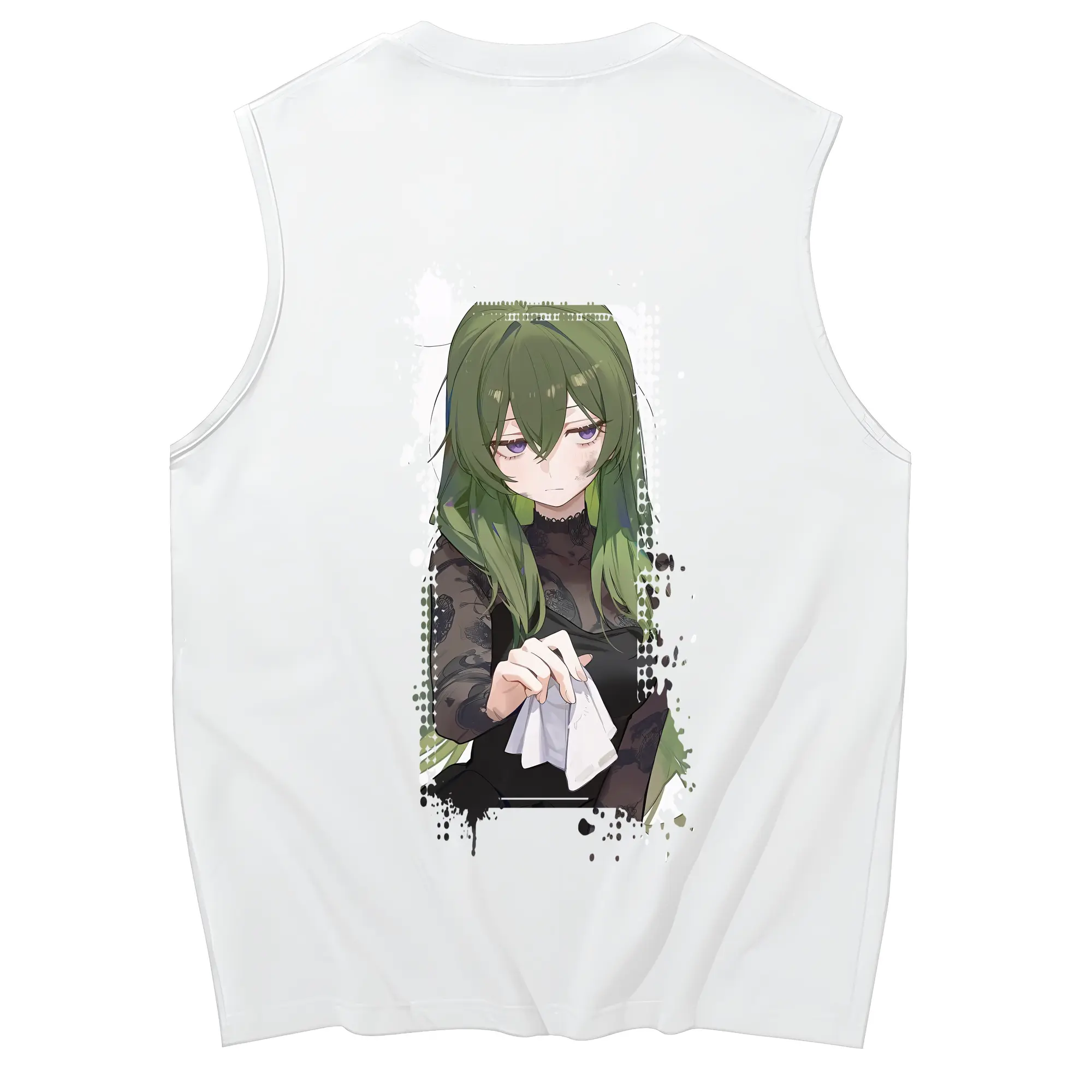 葬送のフリーレン（Frieren） グッズ,ユーベル（Übel） - コットン100％ タンクトップ ・ 背面プリント ・ タイトシルエット ・ 快適 通気性 ・ スポーツ カジュアル 散歩用