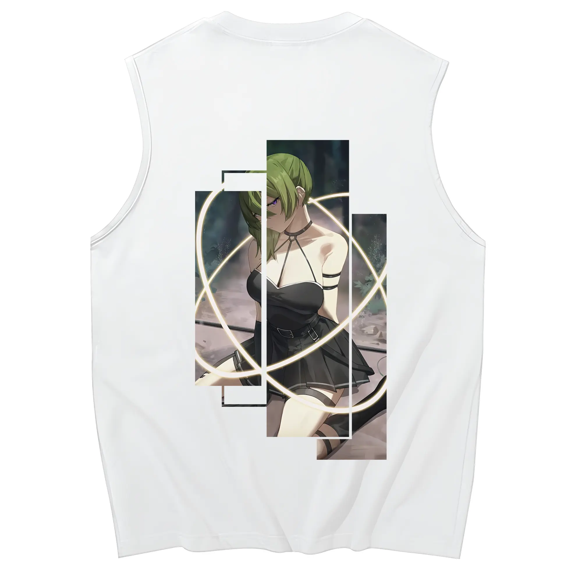 葬送のフリーレン（Frieren） グッズ,ユーベル（Übel） - コットン100％ タンクトップ ・ 背面プリント ・ タイトシルエット ・ 快適 通気性 ・ スポーツ カジュアル 散歩用